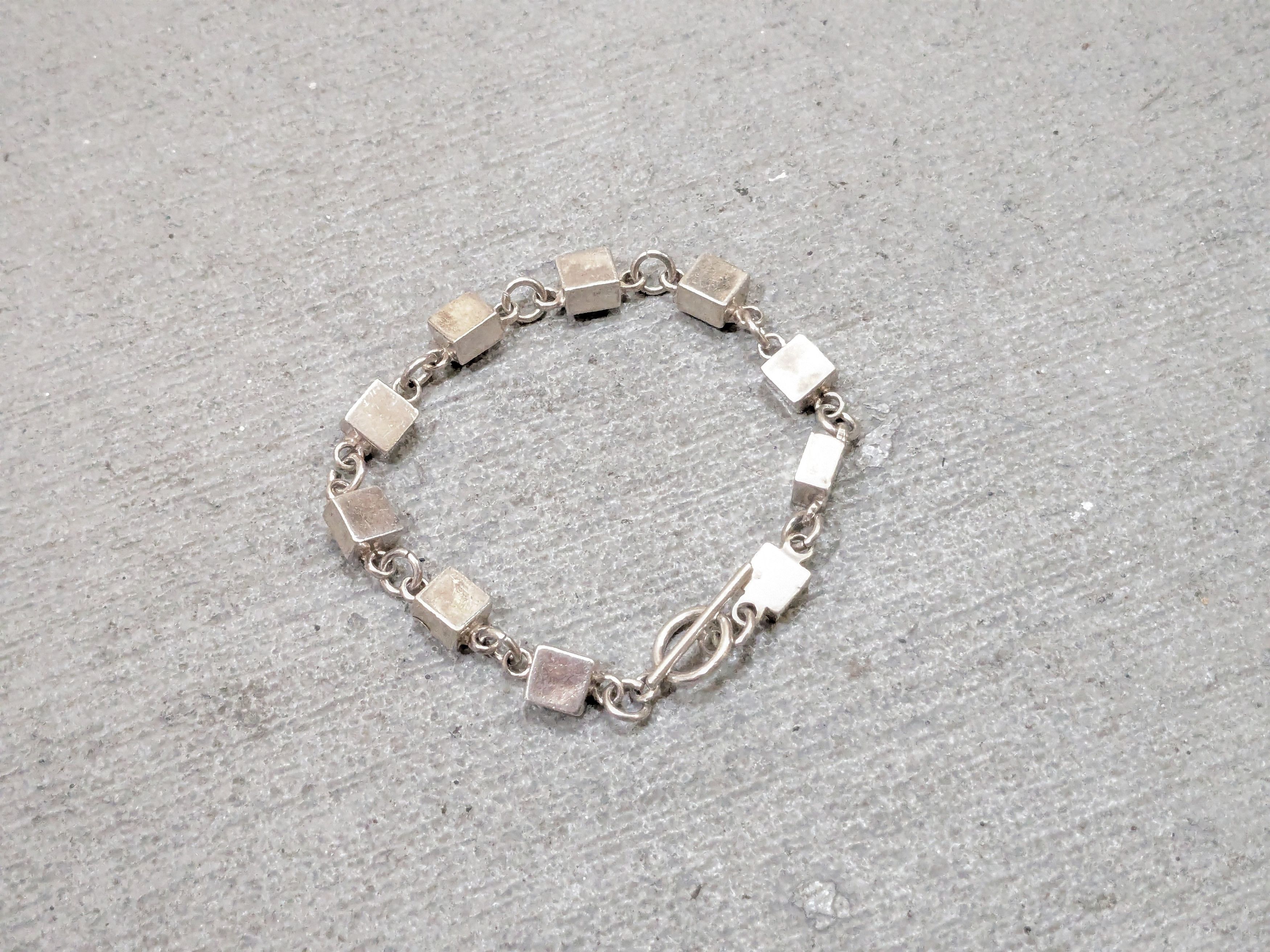 Other Vintage Sterling Silver Bracelet Square Chain Link Taxco Size ONE SIZE - 1 Thumbnail