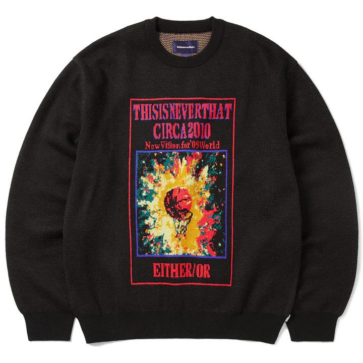 o1mle0925 Basketball Hoop Knit Sweater in Black