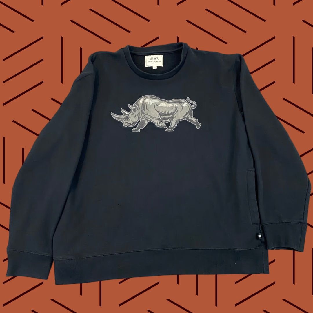 Ecko Unltd. VINTAGE Ecko Unltd Sweatshirt Mens 2XL Black Rhino Embroidered Fleece Lined Hip Hop Y2K Size US XXL / EU 58 / 5 - 1 Thumbnail