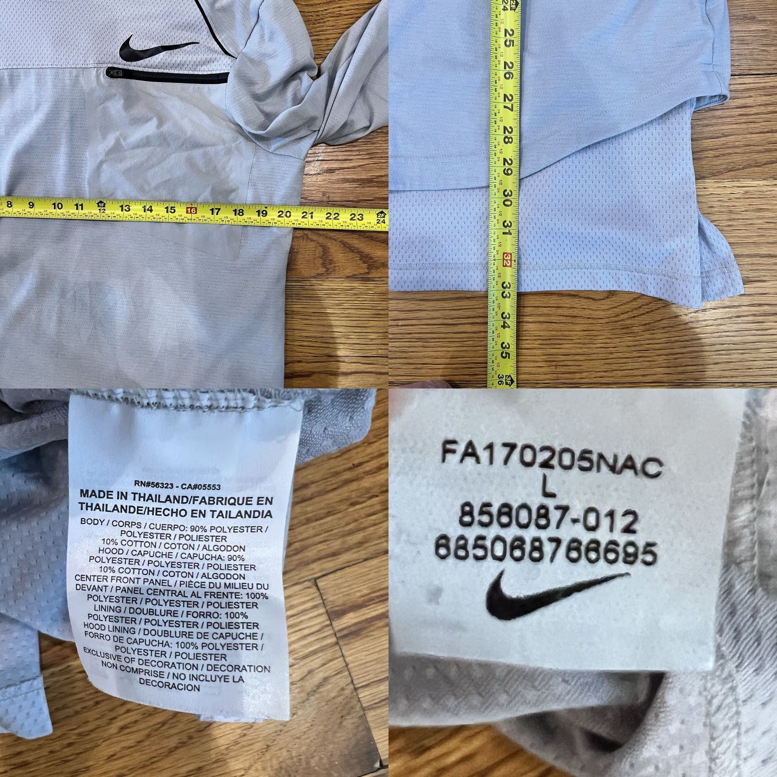 Nike Nike KD Kevin Durant 35 3/4 Sleeve Hoodie Men Large Gray Basketball Pullover Sleeve 3/4 Breathing Adjustable Modern Sports Nike Mens Hoodie Size US L / EU 52-54 / 3 - 8 Thumbnail