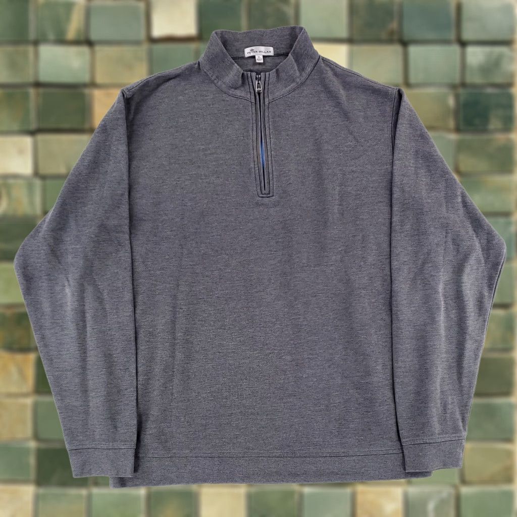 Peter Millar Peter Millar Crown Comfort 1/4 Zip Gray Long Sleeve Mens XL Shirt Size US XL / EU 56 / 4 - 1 Thumbnail