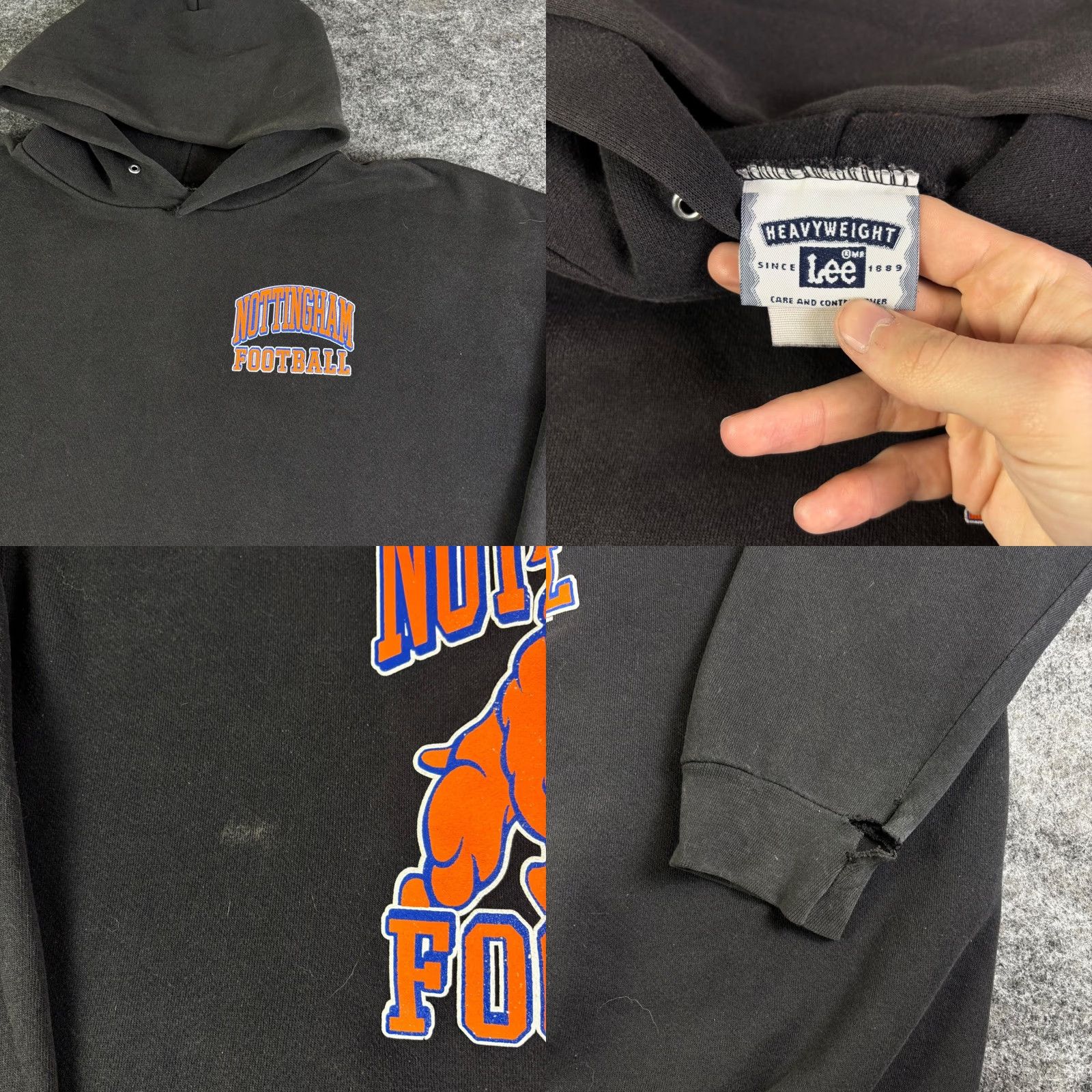Vintage VINTAGE Nottingham Football Bulldog Hoodie Black Orange Blue Graphic Mens 2XL Size US XXL / EU 58 / 5 - 8 Thumbnail
