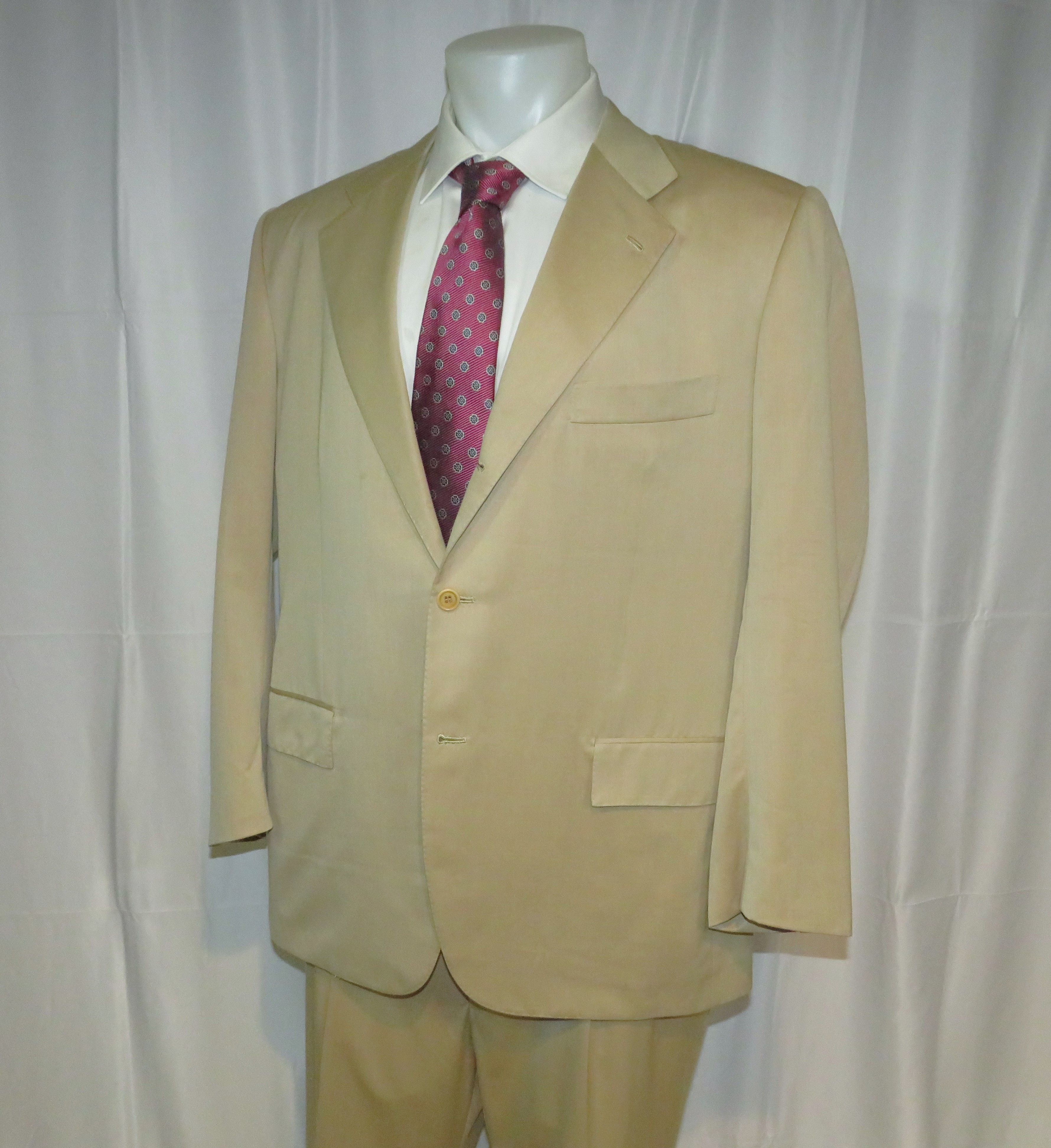 Kiton 14 Micron Blanc Blue Super 180 Solid Beige 3 Roll 2 Suit 50R Size 50R - 8 Thumbnail