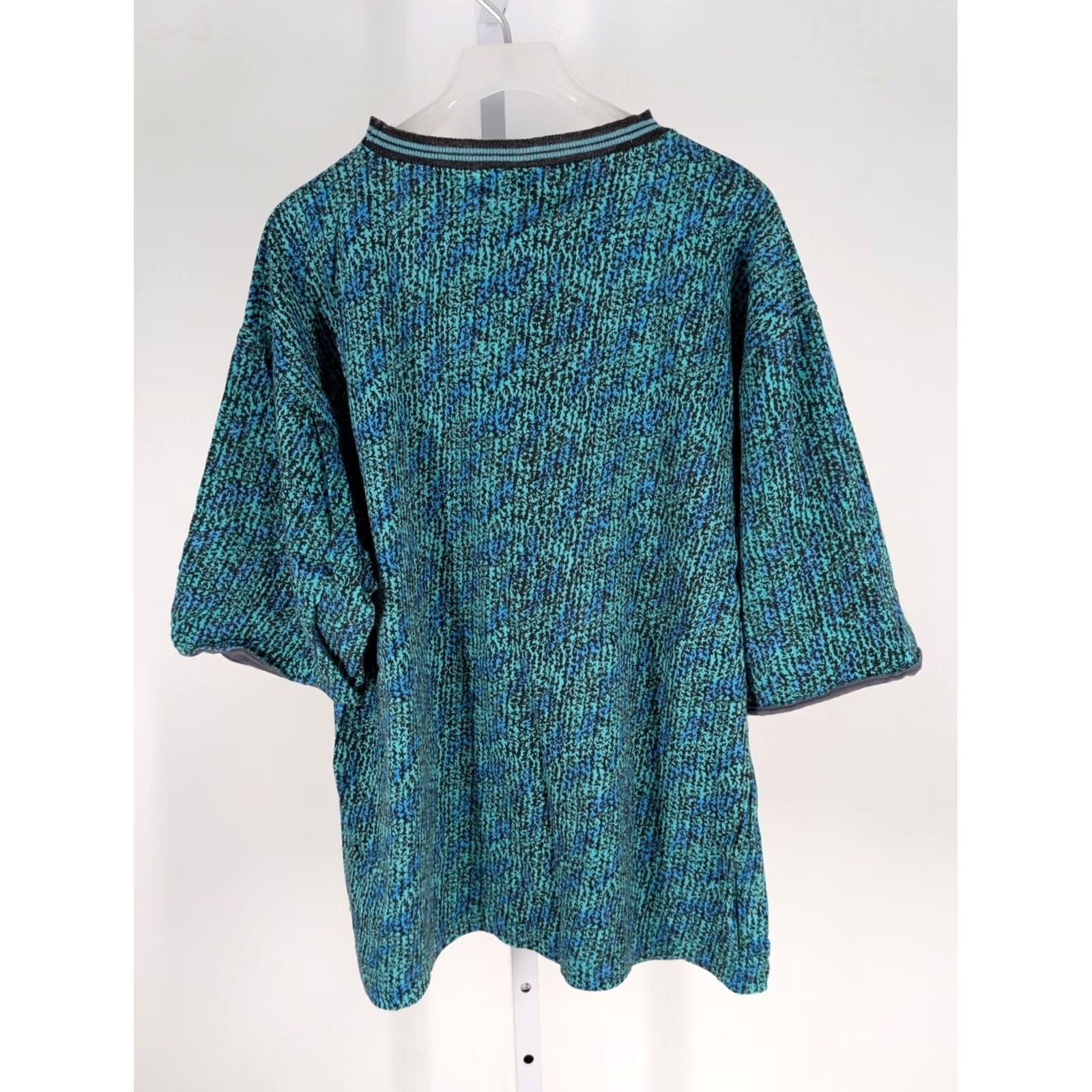 Vintage VINTAGE Gitano Abstract Knit Shirt Teal Blue Geometric Ribbed Collar Medium Unisex 1990s Size M Size US M / EU 48-50 / 2 - 3 Thumbnail