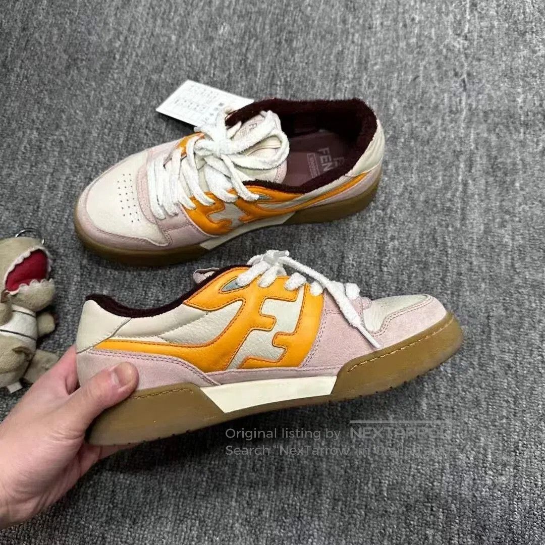 Fendi Fendi FF Logo Pink Orange Sneakers. Size US 8.5 / IT 38.5 - 3 Thumbnail