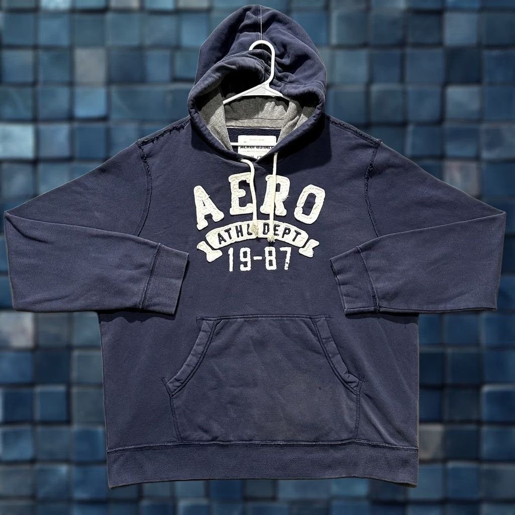 Aeropostale Aeropostale Sweatshirt Mens 2XL Navy Blue Waffle Knit Hood Athletic Department Size US XXL / EU 58 / 5 - 1 Thumbnail