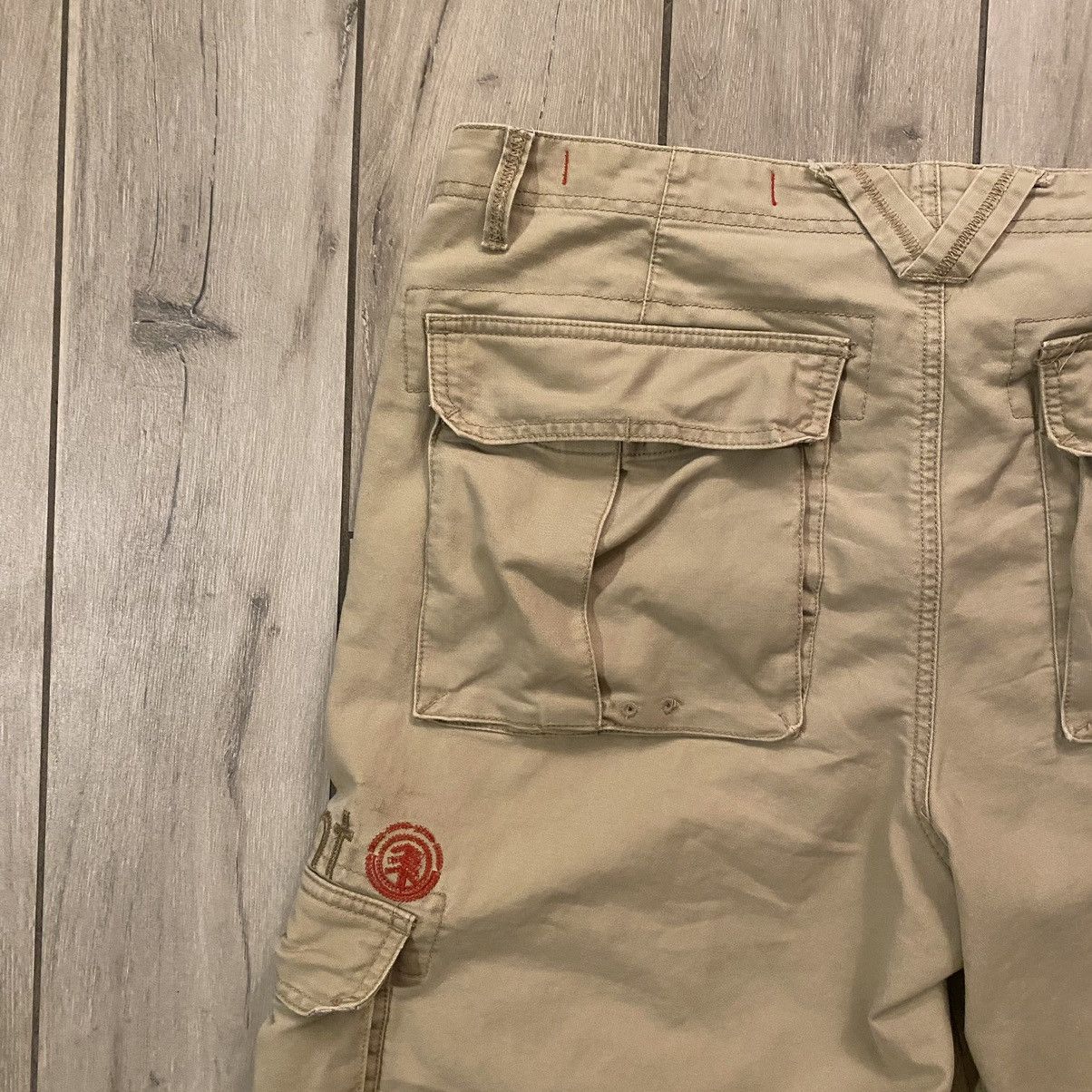 Element × JNCO × Southpole Vintage Y2K Earth Tone Tan Element Baggy Cargo Shorts 38 Size US 38 / EU 54 - 6 Thumbnail