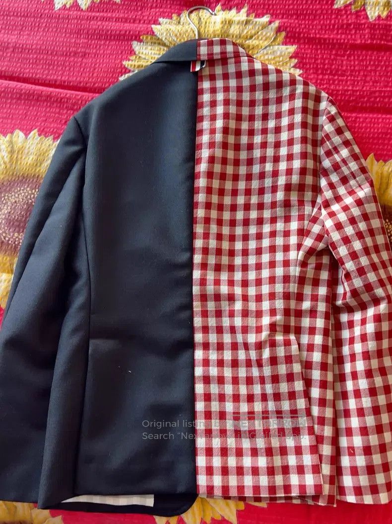 Thom Browne Thom Browne Color Blocked Plaid Suit Jacket, Red and White Size US S / EU 44-46 / 1 - 6 Thumbnail