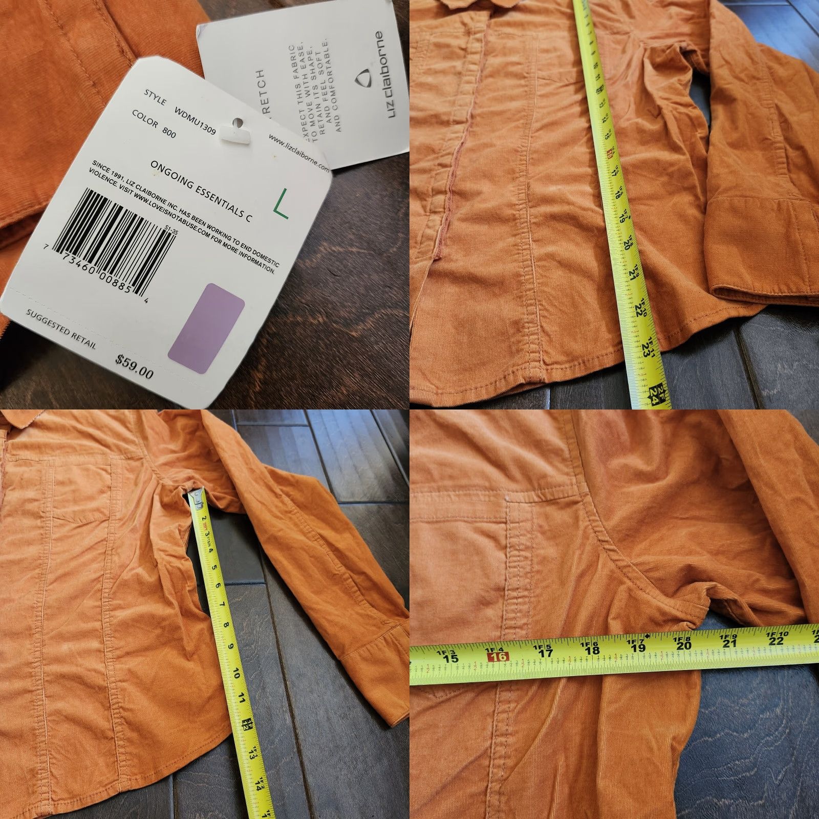 Liz Claiborne Liz Claiborne Shirt Juniors Orange Long Sleeve Button-Up L NWT Size L / US 10 / IT 46 - 9 Thumbnail