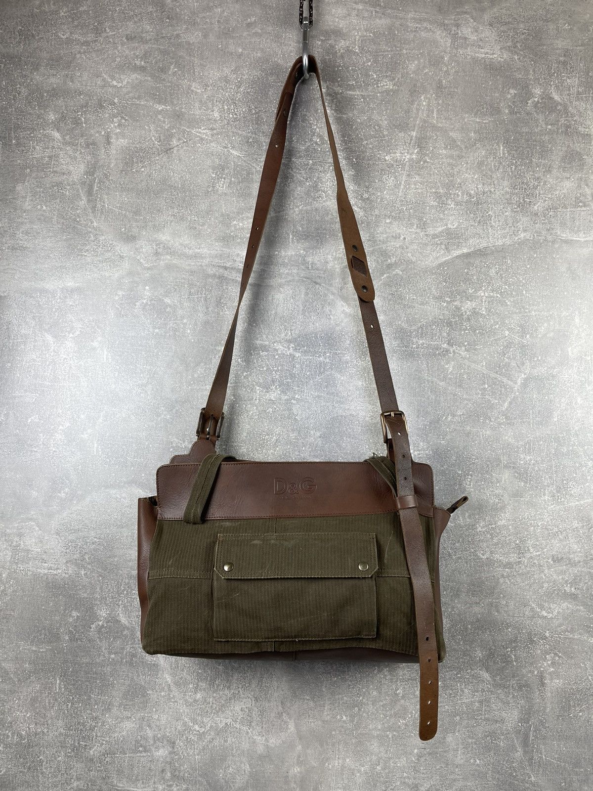 Archival Clothing x Dolce Gabbana Dolce&gabbana 00S Military Logo Canvas/leather Crossbody Bag in Brown, Women's