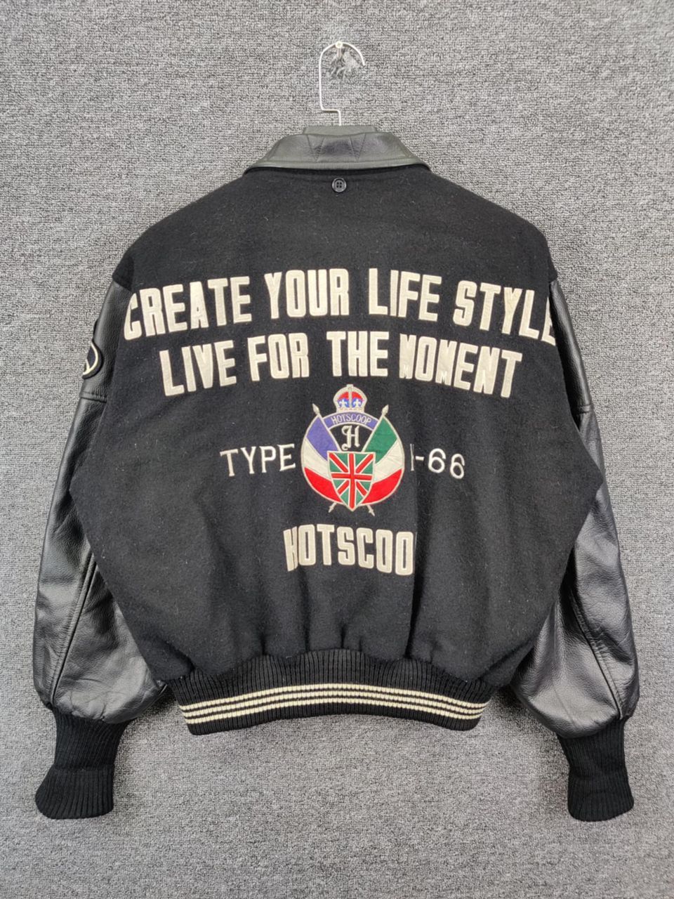 Japanese Brand Vintage 90s Hotscoop Wool Varsity Leather Jacket Size US L / EU 52-54 / 3 - 1 Thumbnail
