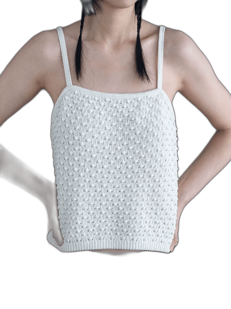 Issey Miyake 1970s ISSEY MIYAKE White Knit Tank Top - dmc Size M / US 6-8 / IT 42-44 - 1 Thumbnail