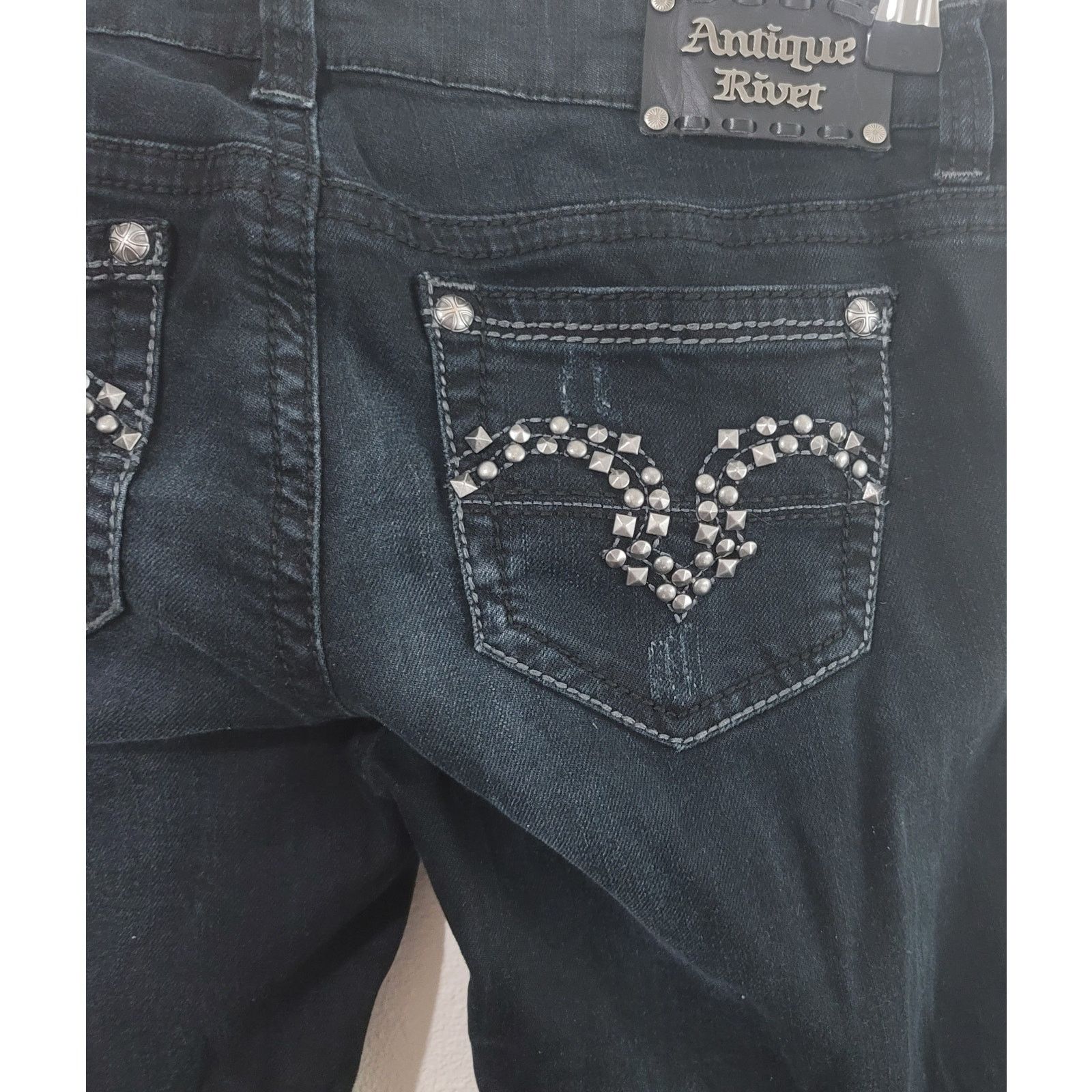 Other Antique Rivet Black Distressed Embellished Jeans 29 Size 32" / US 10 / IT 46 - 5 Thumbnail