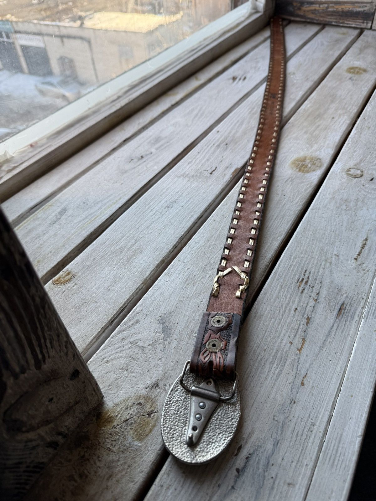 Cowboy Equipment × Leather × Lee Vintage 90s Cowboy Western Lee Riders Leather Belt Size ONE SIZE - 4 Thumbnail