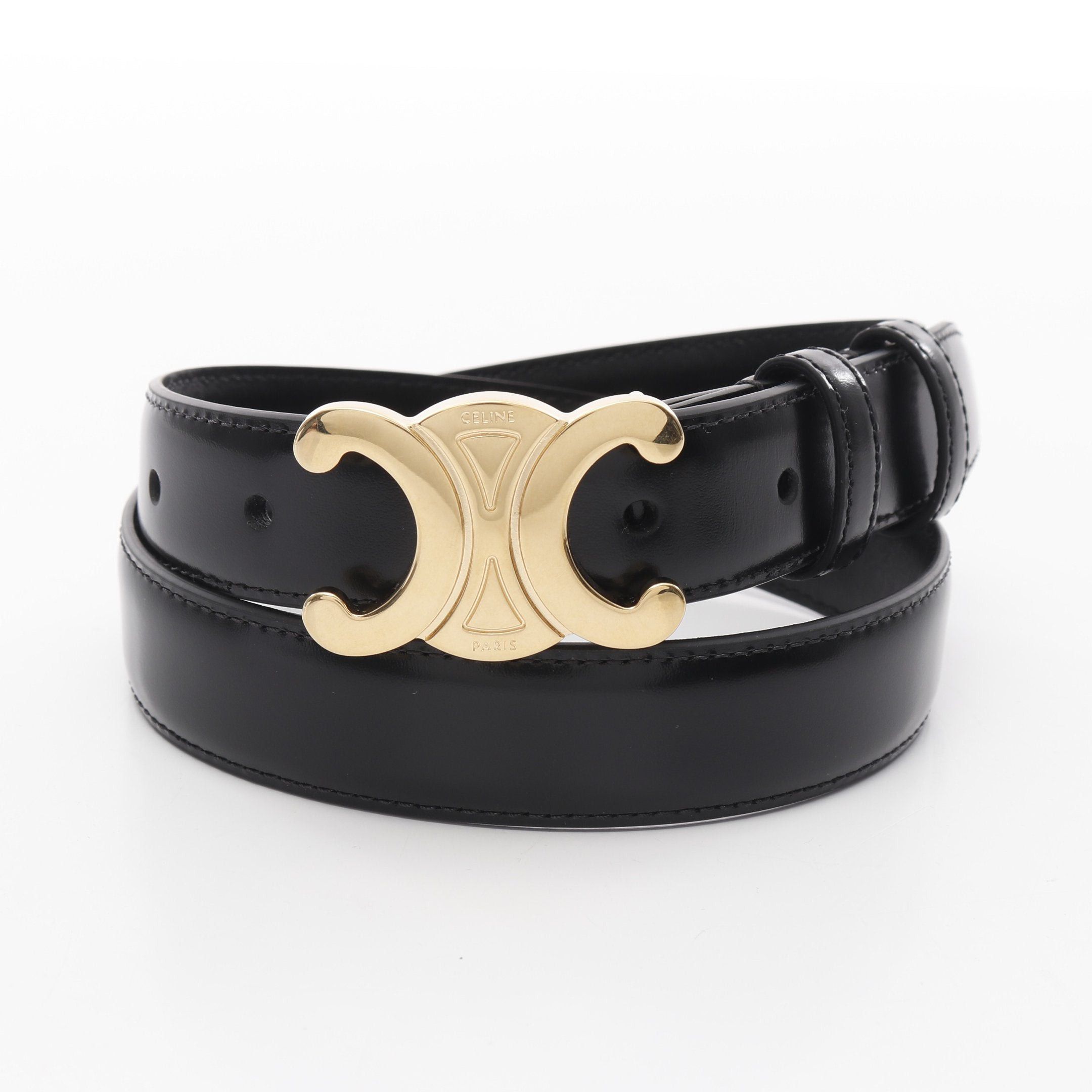 Celine Celine Medium Triomphe Belt Leather Black Size ONE SIZE - 1 Thumbnail