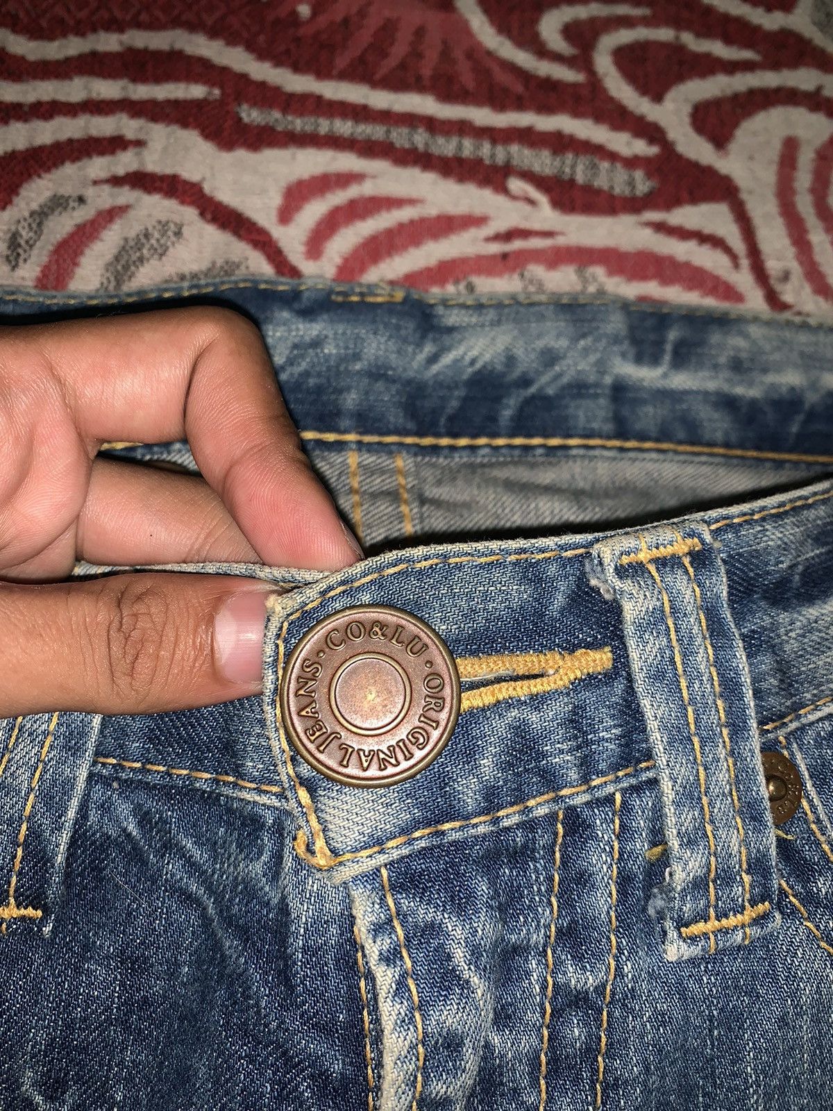 Japanese Brand Designer Co&Lu COCOLULU embroidery spellout logo jeans🔥 Size US 33 - 4 Thumbnail