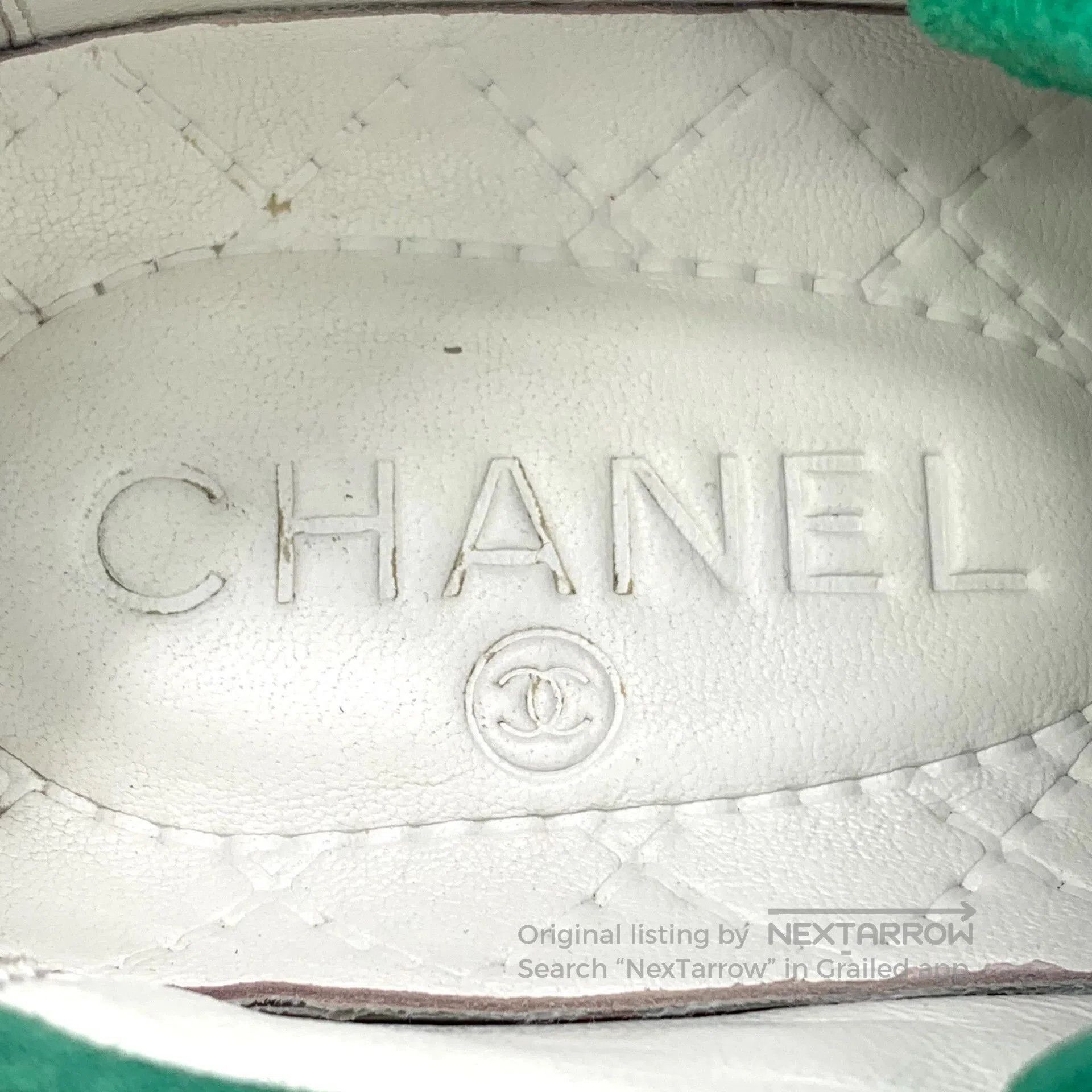 Chanel Chanel Green Canvas Lace-Up Sneakers. Size US 5 / EU 37 - 7 Thumbnail