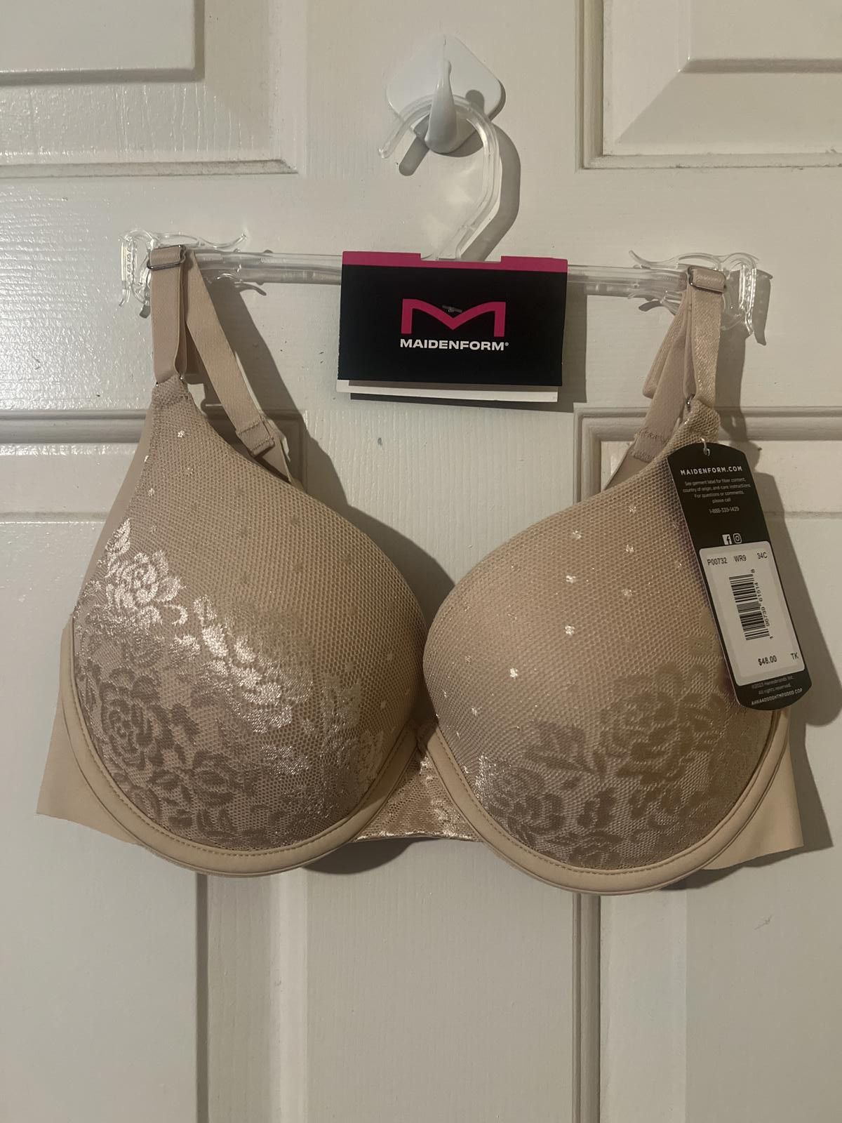 Other Maidenform Beige Floral Lace Underwire Bra 34C Size ONE SIZE - 1 Thumbnail