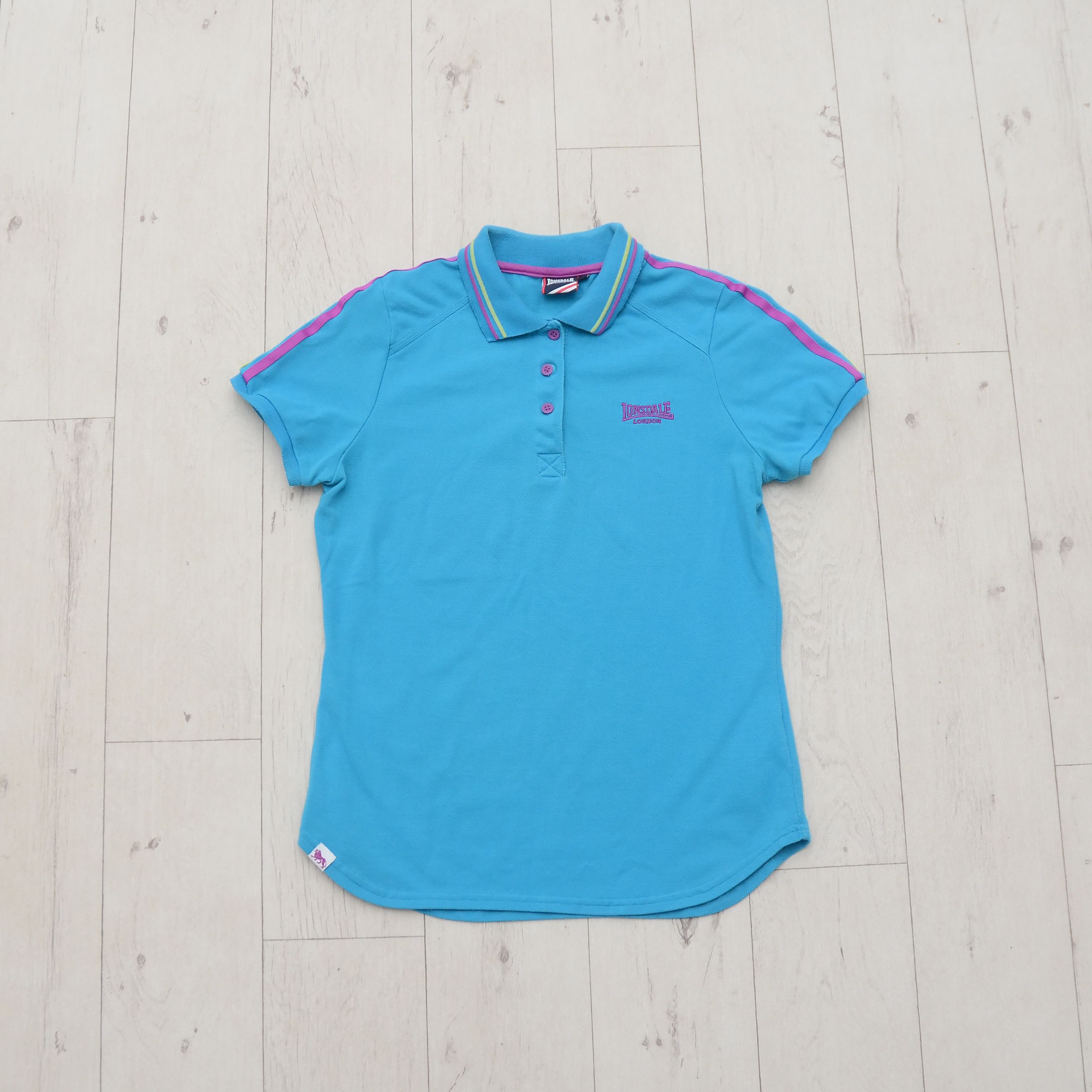 Lonsdale × Vintage Lonsdale London Women's Polo Shirt Blue Pink Trim M Casual Size M / US 6-8 / IT 42-44 - 1 Thumbnail