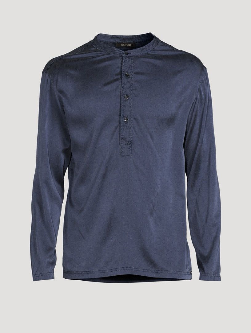 Tom Ford LONG SLEEVED PIJAMA TOP WITH BUTTONS midnight blue Size US XL / EU 56 / 4 - 1 Thumbnail