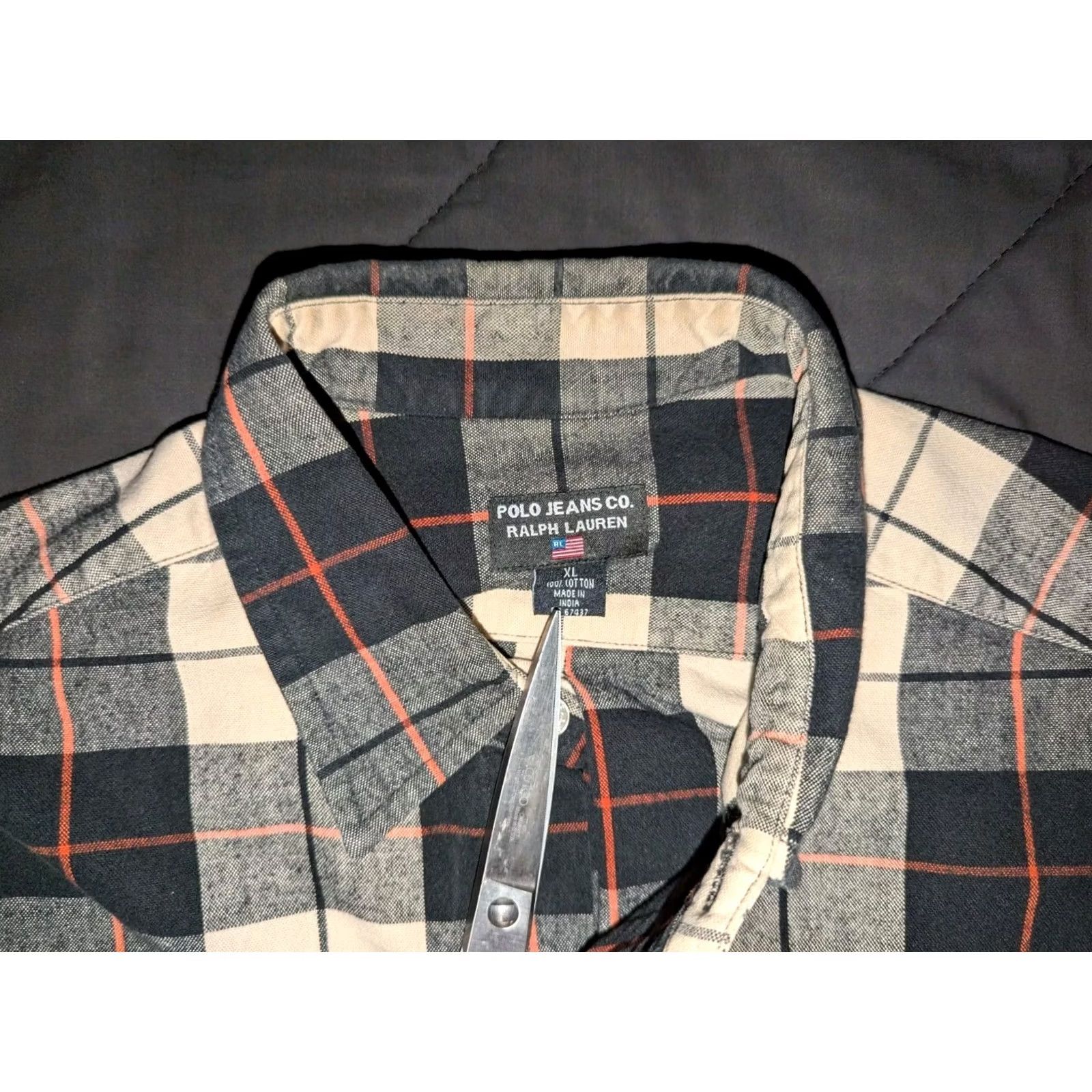 Polo Ralph Lauren VINTAGE Polo Ralph Lauren Polo Jeans Co Flannel Shirt Mens XL Plaid Button Up Black Cotton Size US XL / EU 56 / 4 - 3 Thumbnail