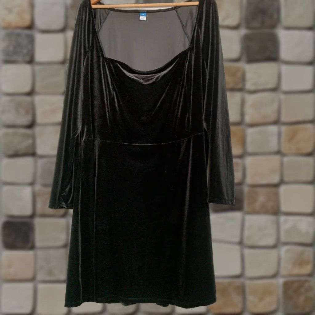 Old Navy Dress Plus Size 4X Flare Mini Black Jack Stretch Velour Long  Sleeve New - threedaughtersproperties.com