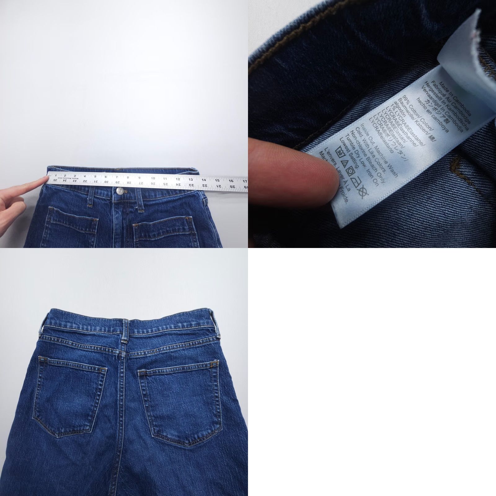 J.Crew J.CREW Jeans Wide Leg High Rise Dark Wash 27 Solid Blue 5-Pocket Denim Crop Regular Rise Womens Jeans Size 27" / US 4 / IT 40 - 8 Thumbnail