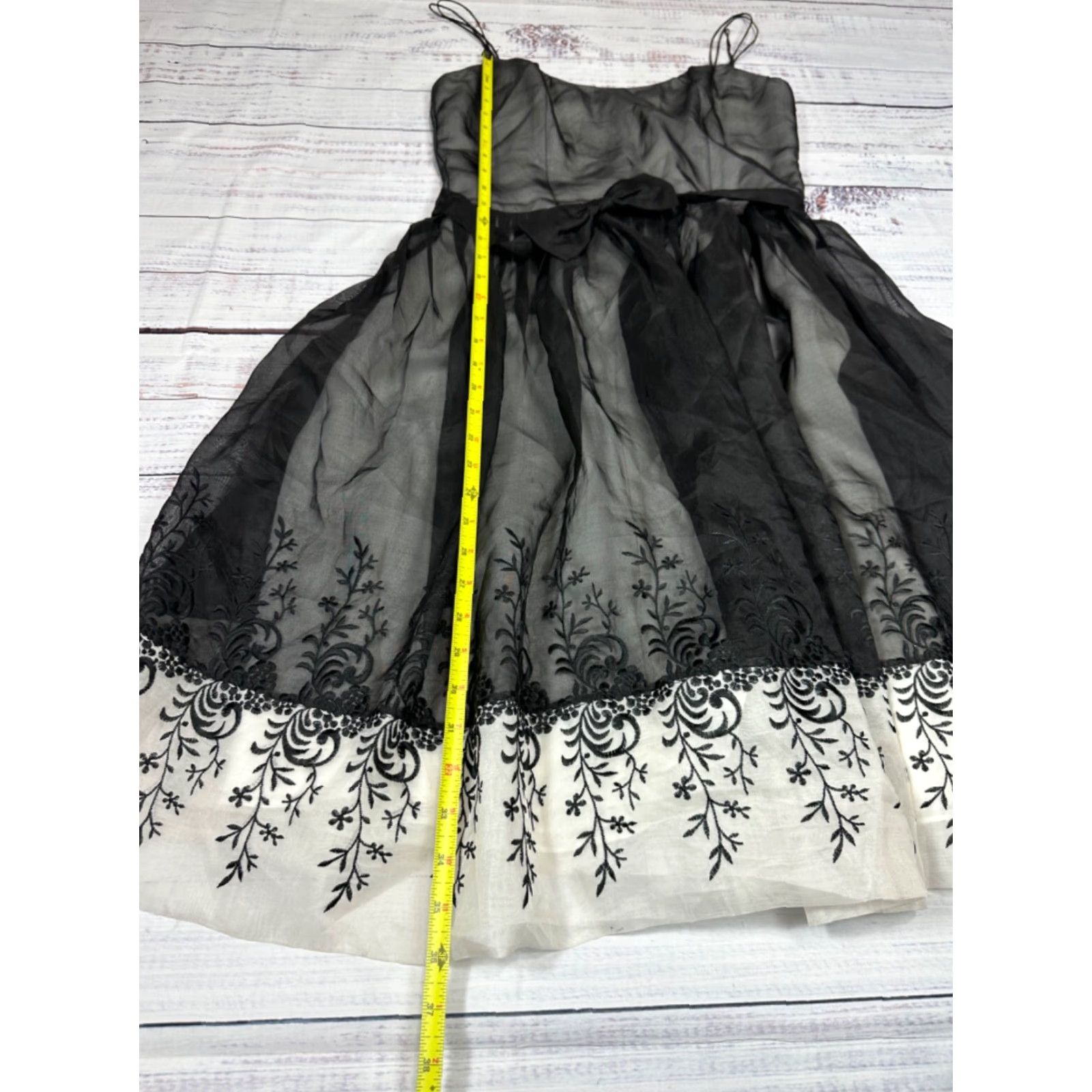 Vintage Adrianna Womens Silk Party Dress Black/Ivory A-Line Knee Length Sleeveless Back Zip Size 10 Mens Size L / US 10 / IT 46 - 2 Thumbnail