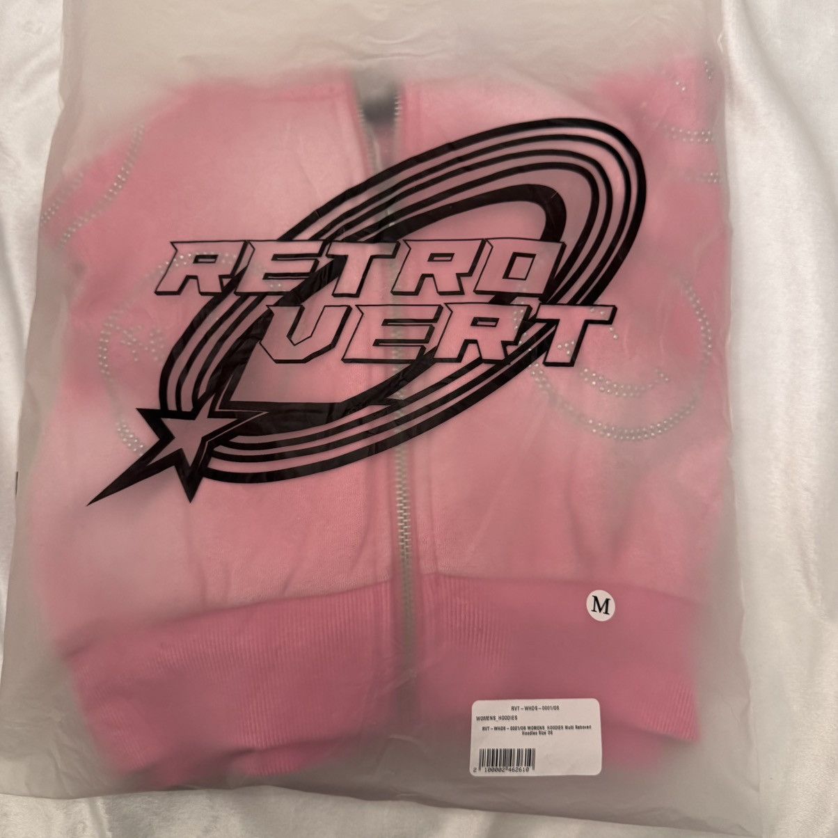 RETROVERT RETROVERT Women's Rhinestone Smiley Zip Up Cropped Hoodie Size M / US 6-8 / IT 42-44 - 5 Thumbnail