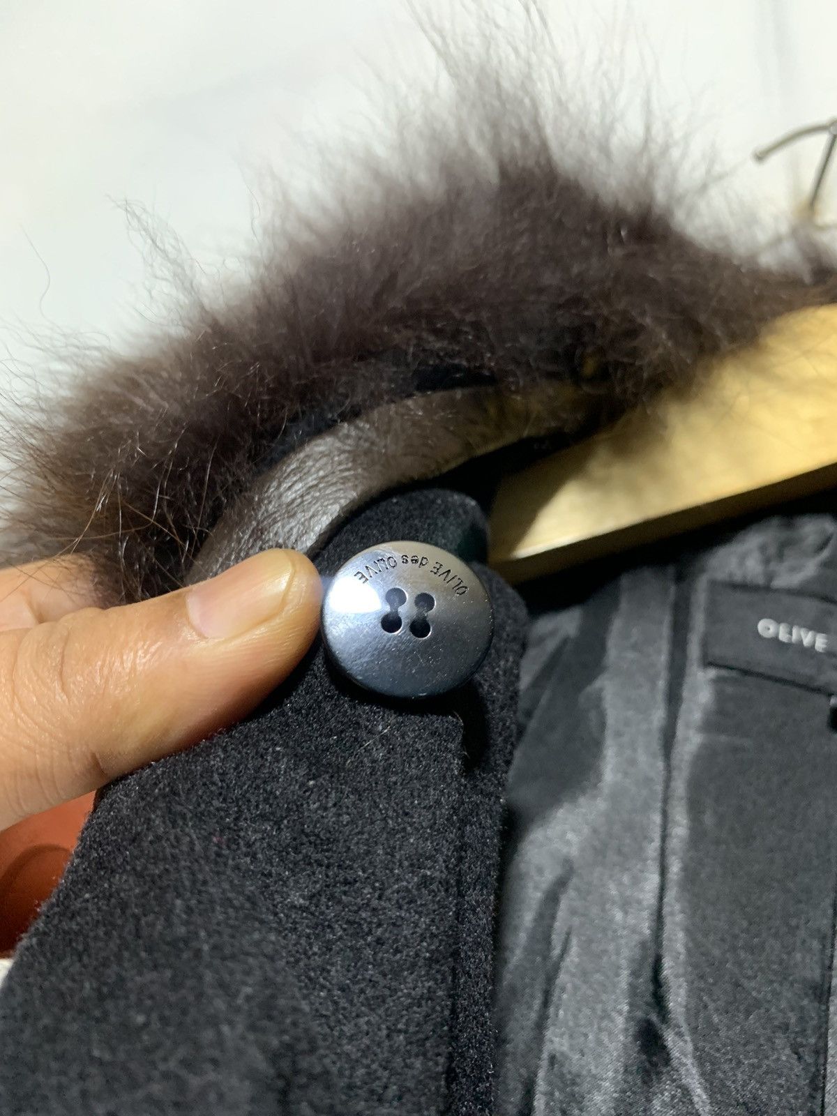Beauty Beast Olive desOlive fox fur collar doublebreast wool rider jacket Size XS / US 0-2 / IT 36-38 - 8 Thumbnail