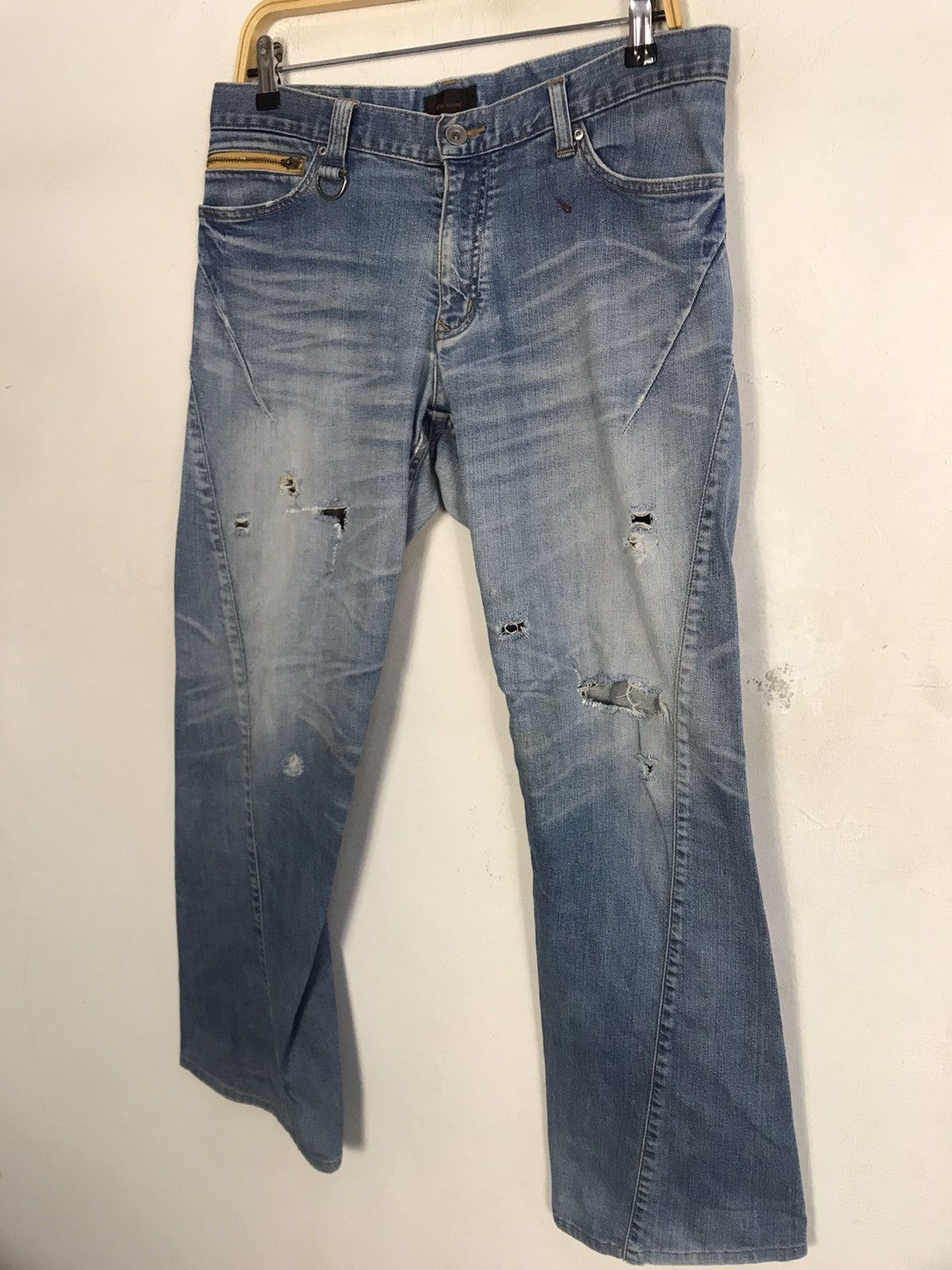 Designer Tete Homme Issey Miyake Cargo Bondage Denim Jeans Pants Size US 33 - 19 Thumbnail