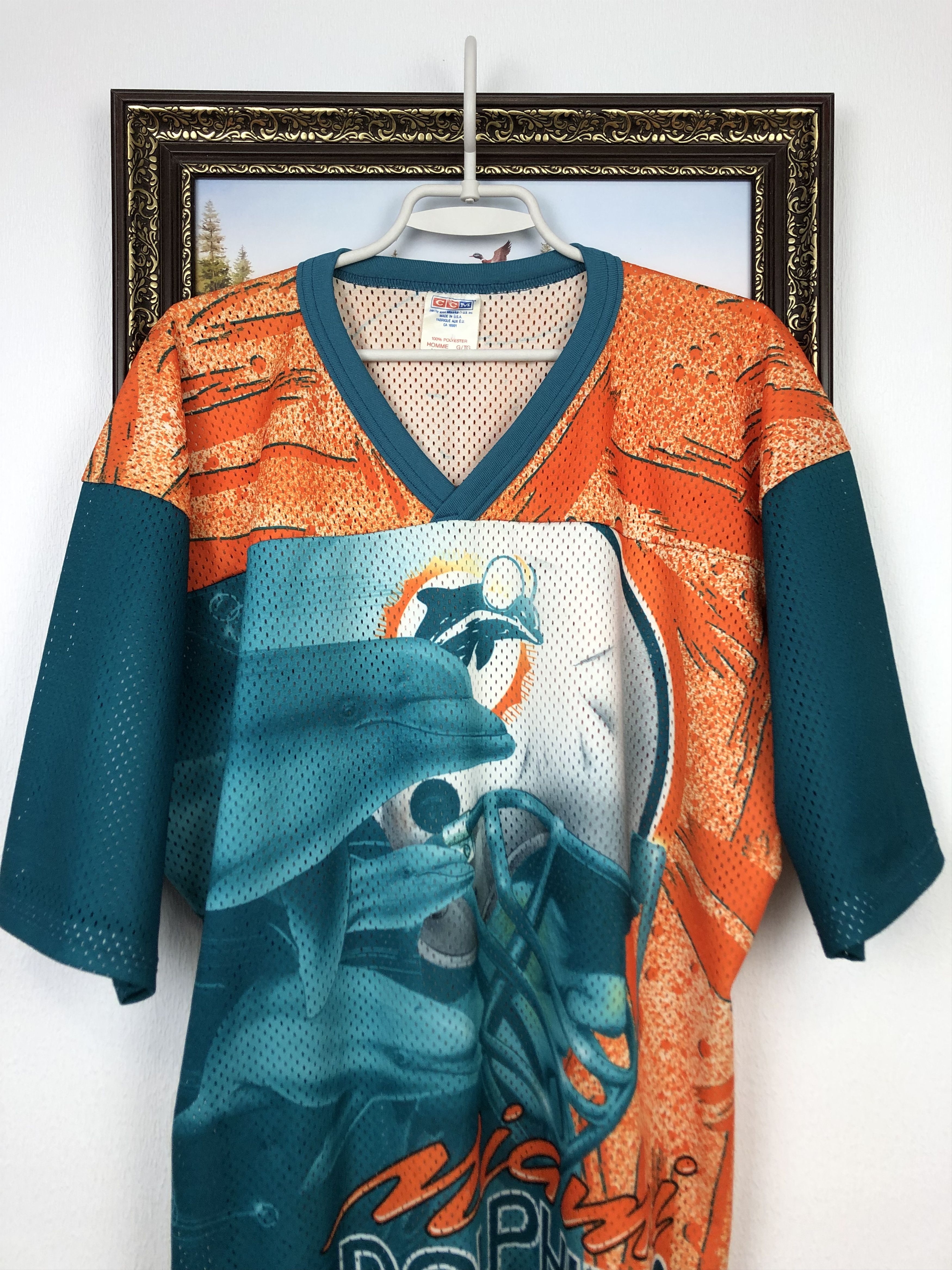 Ccm Vintage Miami Dolphins CCM Over Print Jersey Mens Shirt Size US XL / EU 56 / 4 - 2 Thumbnail