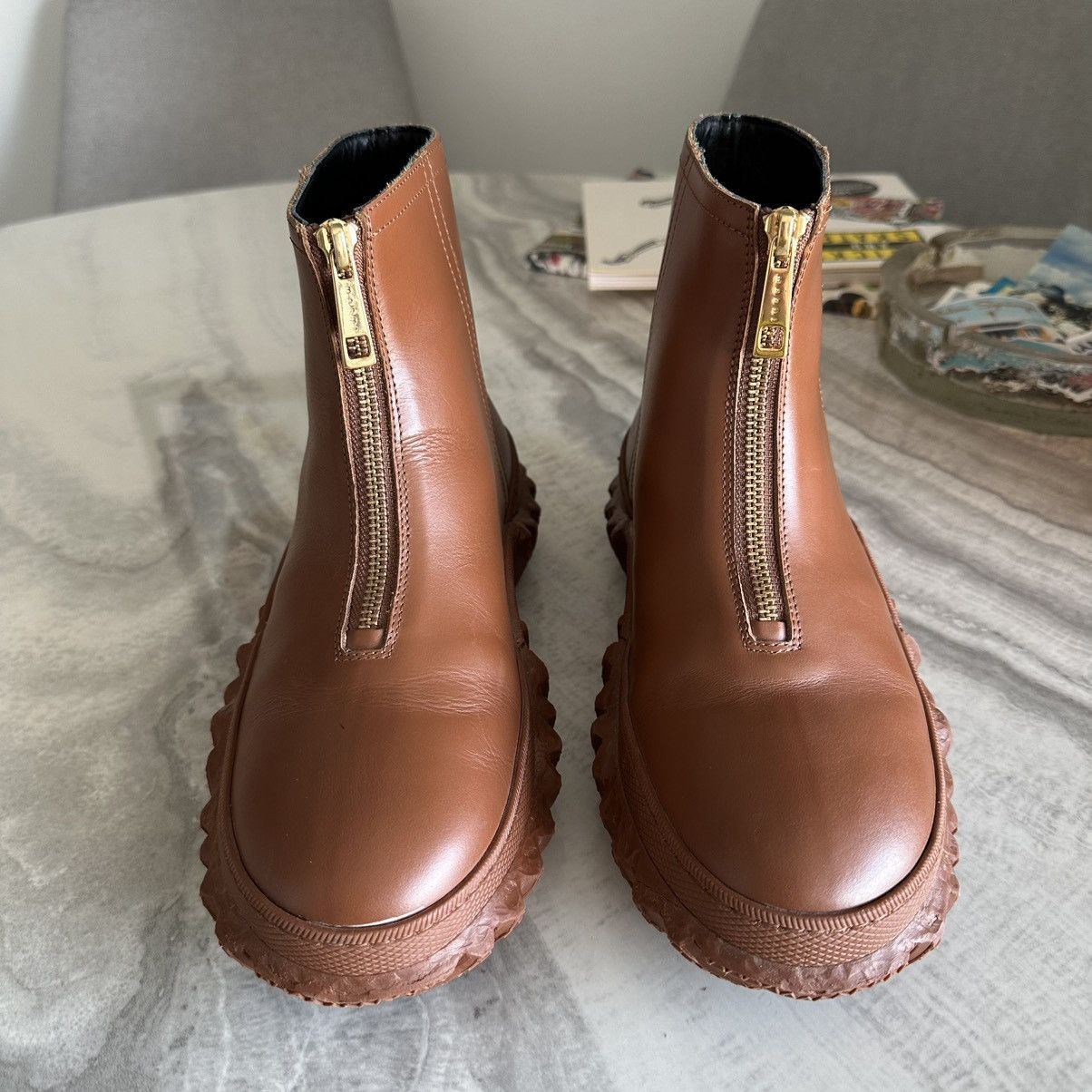 Marni MARNI Brown Leather Ankle-High Boots Size US 8 / IT 38 - 5 Thumbnail