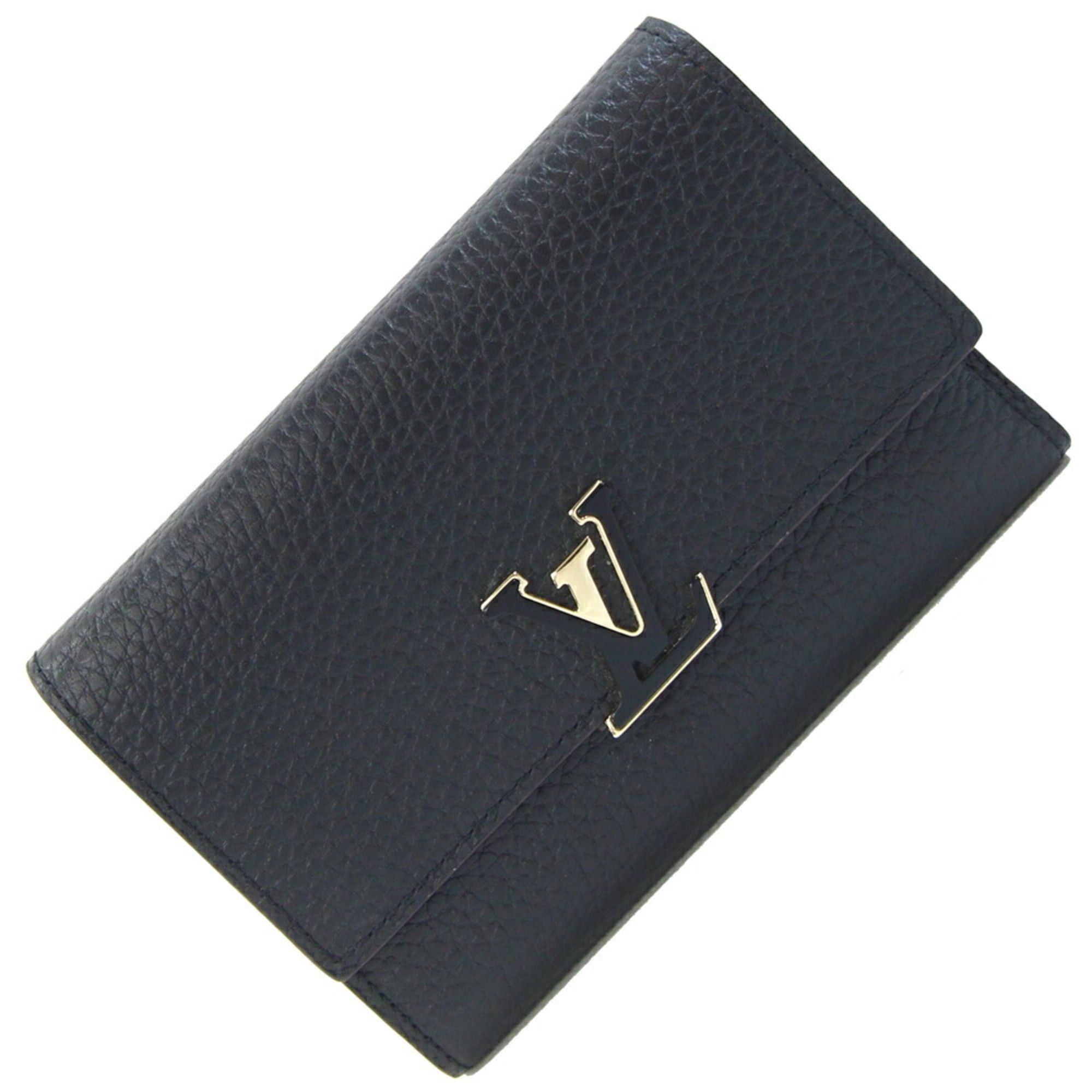 Louis Vuitton Louis Vuitton Portefeuille Capucines Compact Tri-fold Wallet M62157 in Noir and Hot Pink Taurillon Leather. LV Wallet, Two-Tone Design. Women's. LOUIS VUITTON Size ONE SIZE - 1 Thumbnail