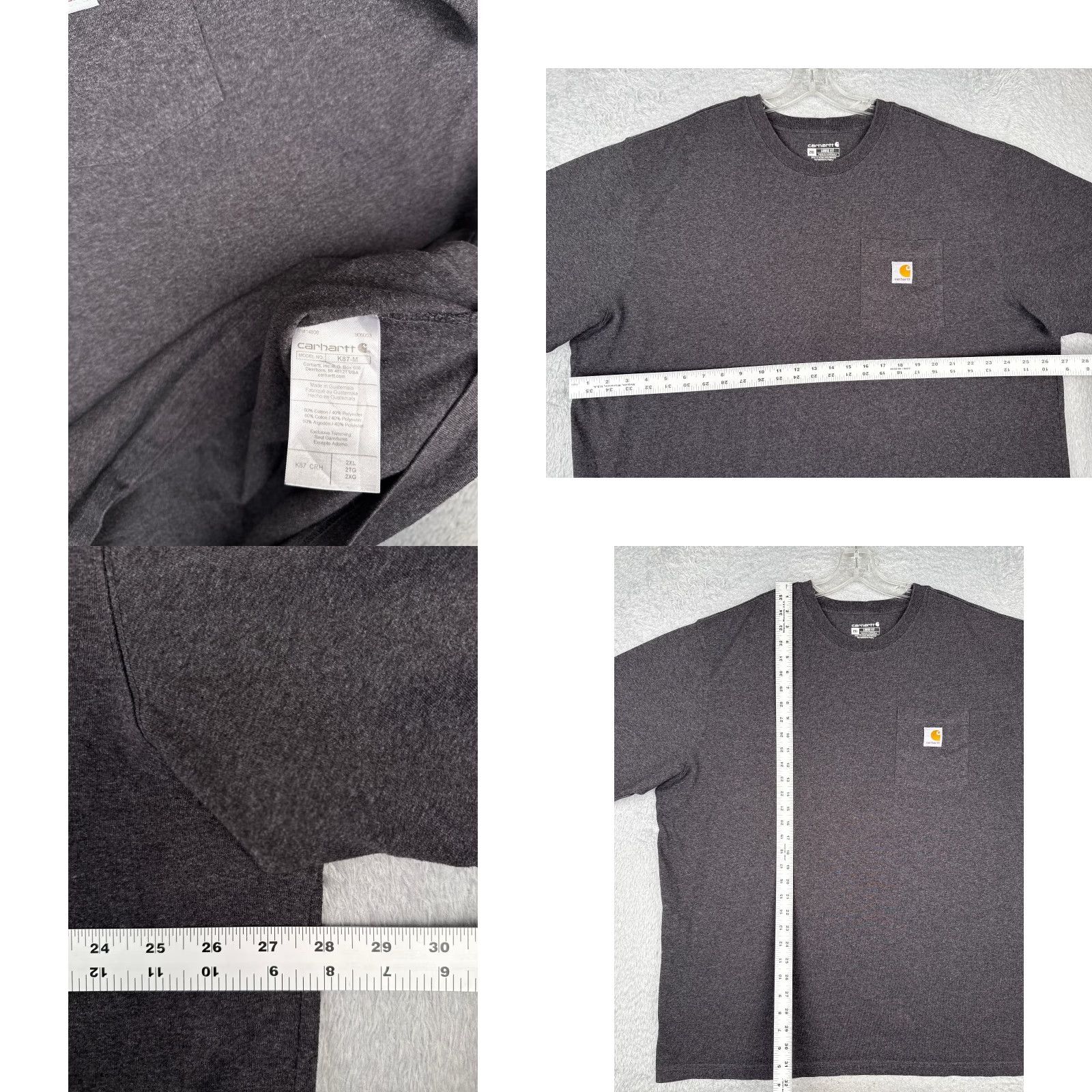 Carhartt VINTAGE Carhartt Shirt Men 2XL Gray Short Sleeve Crew Neck Cotton Blend Pockets Logo Embroidered Size US XXL / EU 58 / 5 - 8 Thumbnail
