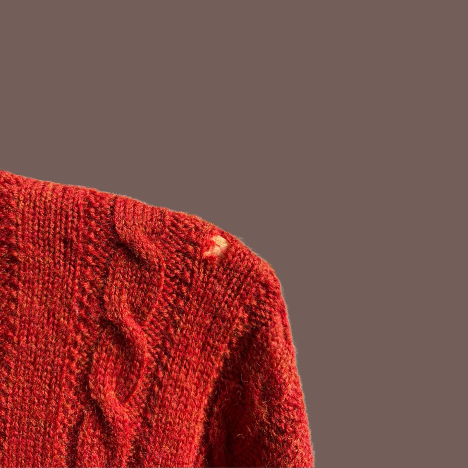 Jantzen VTG Wool Cardigan | Jantzen Rust Cable Knit USA 70s Size US XL / EU 56 / 4 - 5 Thumbnail