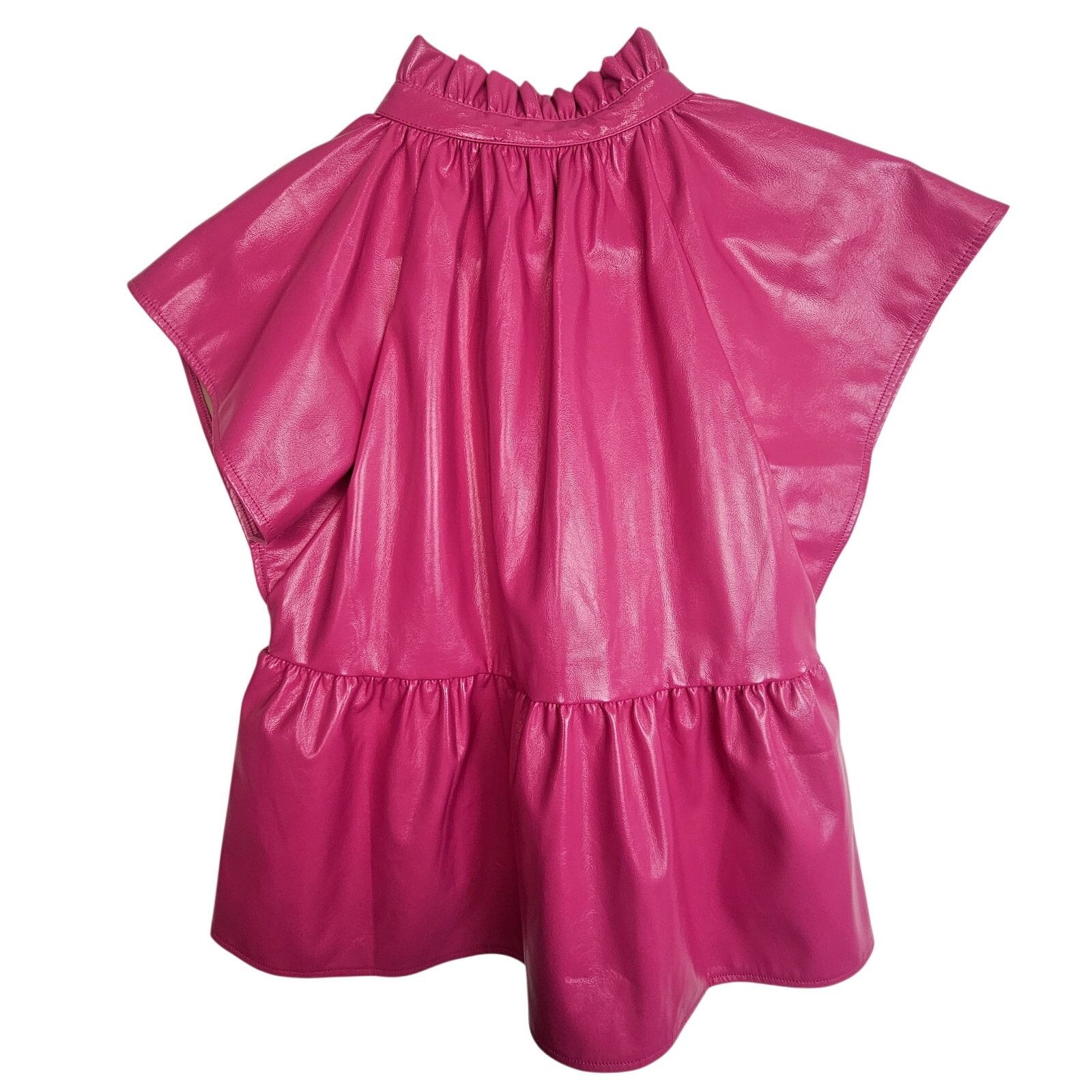 Anthropologie THML Anthropologie Womens Faux Leather Shiny Peplum Top XS Size XS / US 0-2 / IT 36-38 - 8 Thumbnail