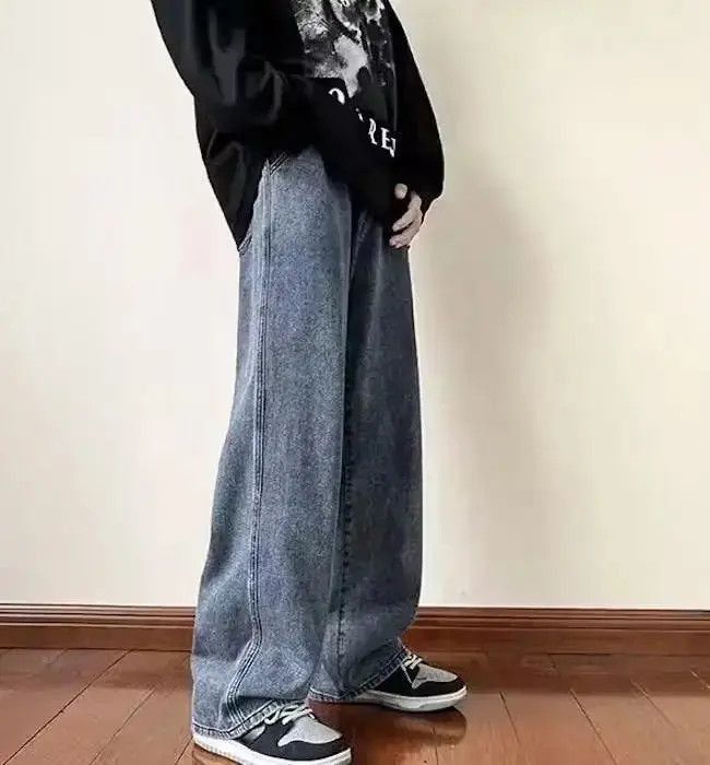 Japanese Brand Smoke Gray Streetwear Baggy Jeans Size US 32 / EU 48 - 3 Thumbnail