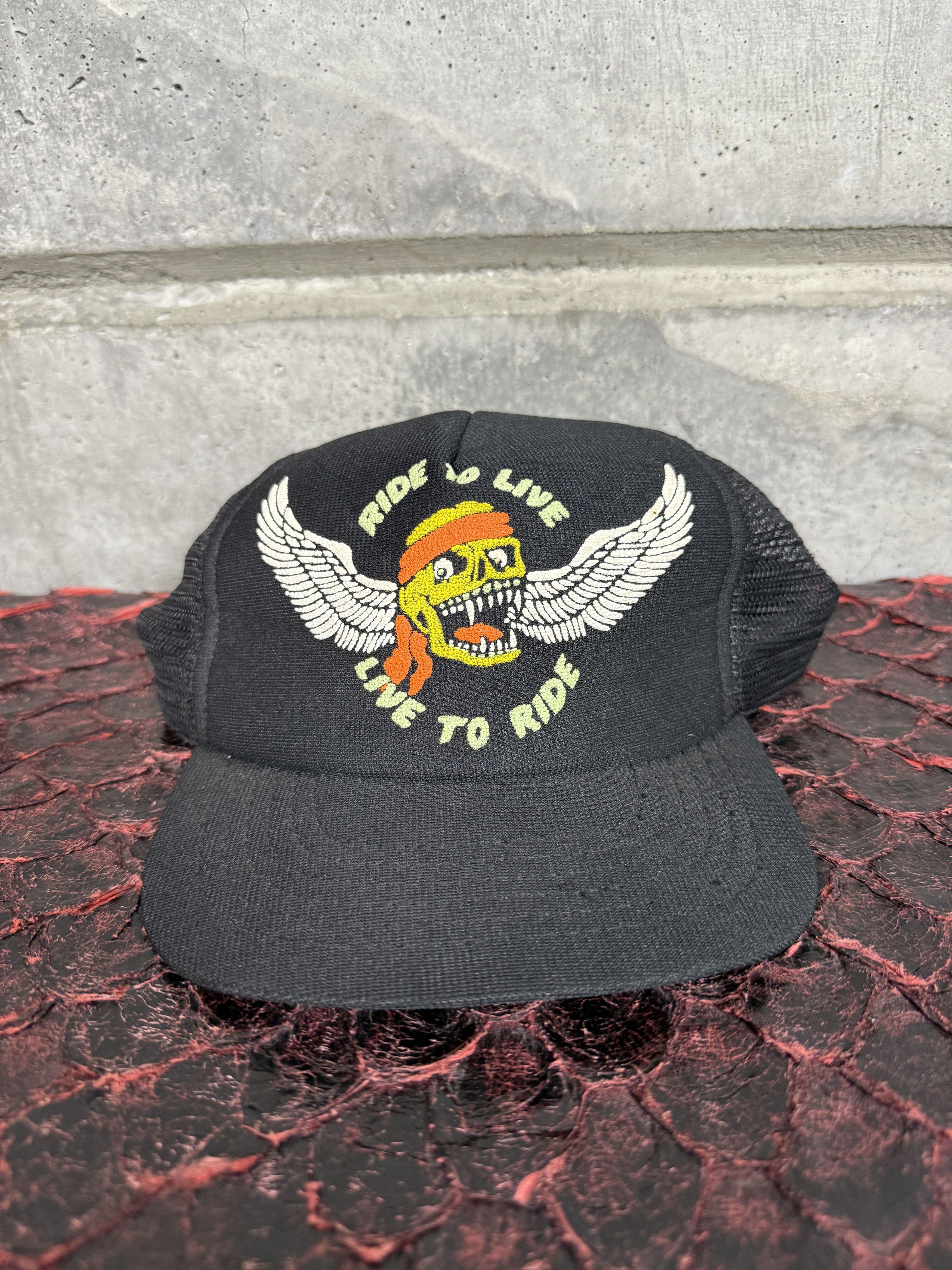 Vintage Ride to Live Live to Ride Trucker Hat