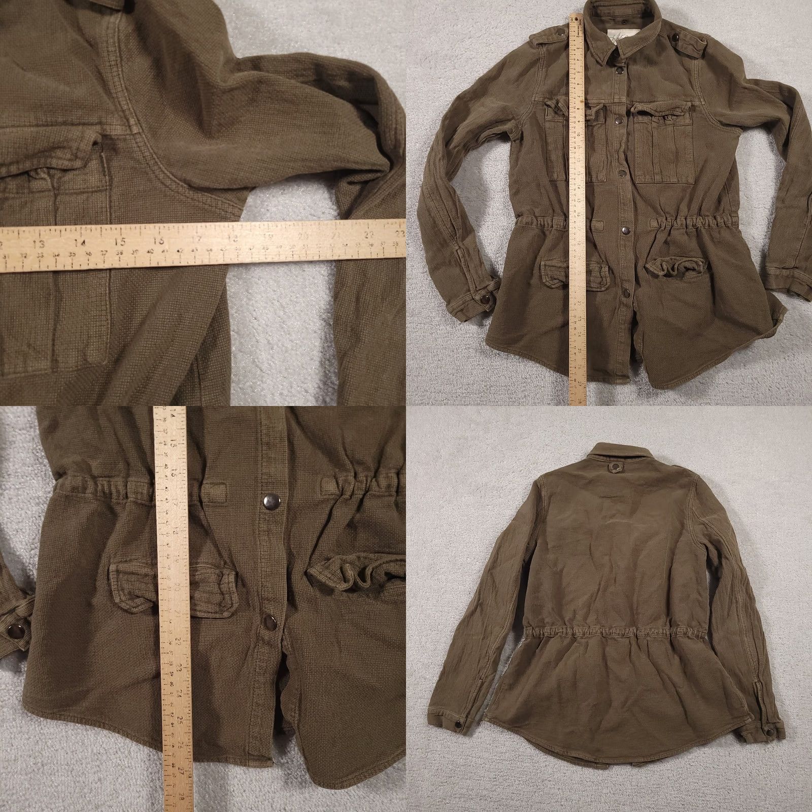 Anthropologie VINTAGE? White Crow Anthropologie Snap Jacket Women's Large Green Waffle Knit Military Size L / US 10 / IT 46 - 8 Thumbnail