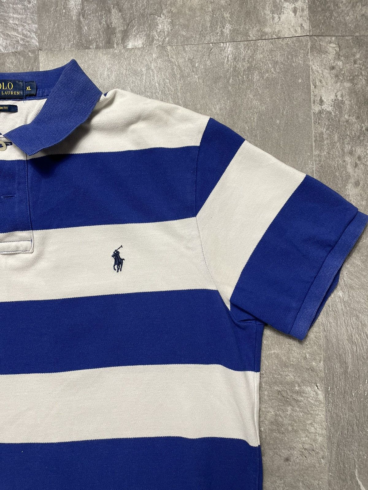 Polo Ralph Lauren Polo Ralph Lauren Polo Shirt Striped Luxury Blue White Y2k Size US XL / EU 56 / 4 - 2 Thumbnail