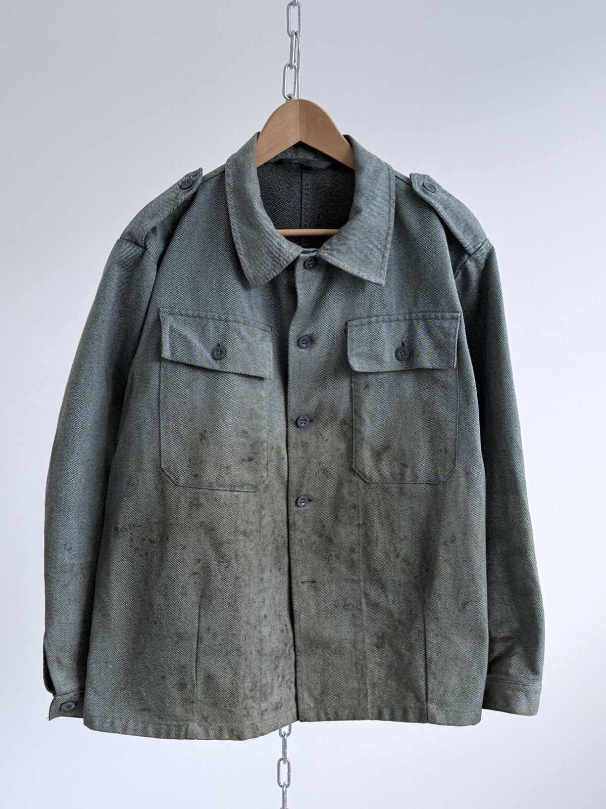 Le Laboureur Vintage 80s Swiss Thrashed Military Work Jacket Size US XL / EU 56 / 4 - 3 Thumbnail