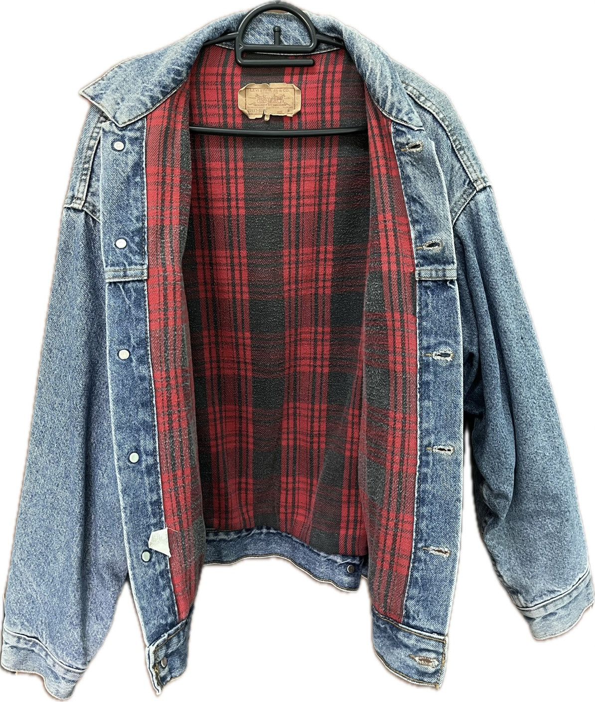 Levi's × Levi's Vintage Clothing × Vintage Vintage Levi's 80s Denim Trucker Jacket 70417 Flannel Lined Size US M / EU 48-50 / 2 - 3 Thumbnail