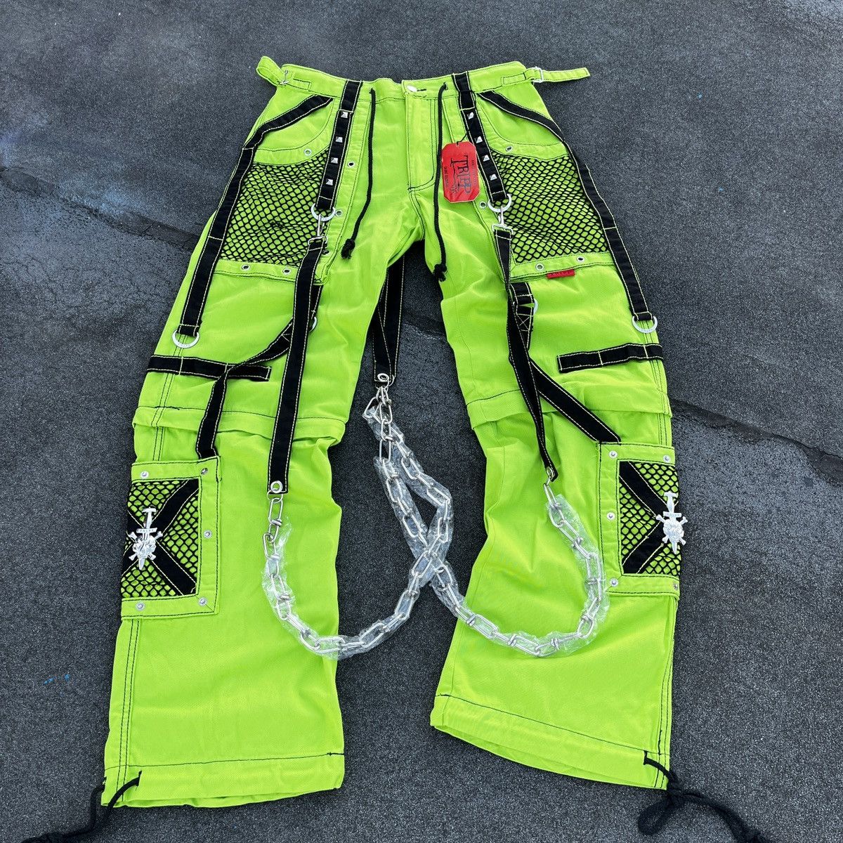 image of Vintage Tripp NYC Bondage Chain Pants (Unisex) in Green, Men's (Size 30)