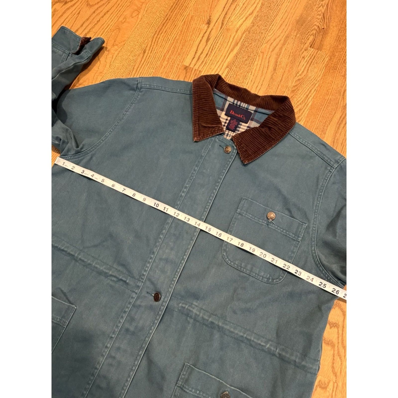 Denim & Co. VINTAGE Denim & Co. Jacket, 1X, Zip Up Button, Denim & Co., Corduroy Trim, Light Blue, Chore, Canvas, 90s, Women, Lined, Fall/Spring/Winter Size XL / US 12-14 / IT 48-50 - 5 Thumbnail