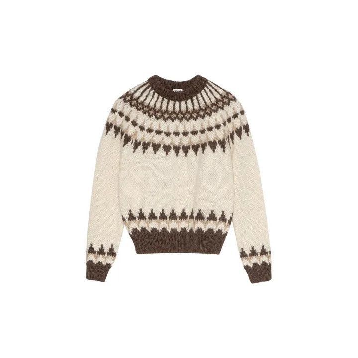 Saint Laurent Paris Saint Laurent Beige Striped Knit Sweater-2507 Size US L / EU 52-54 / 3 - 7 Thumbnail