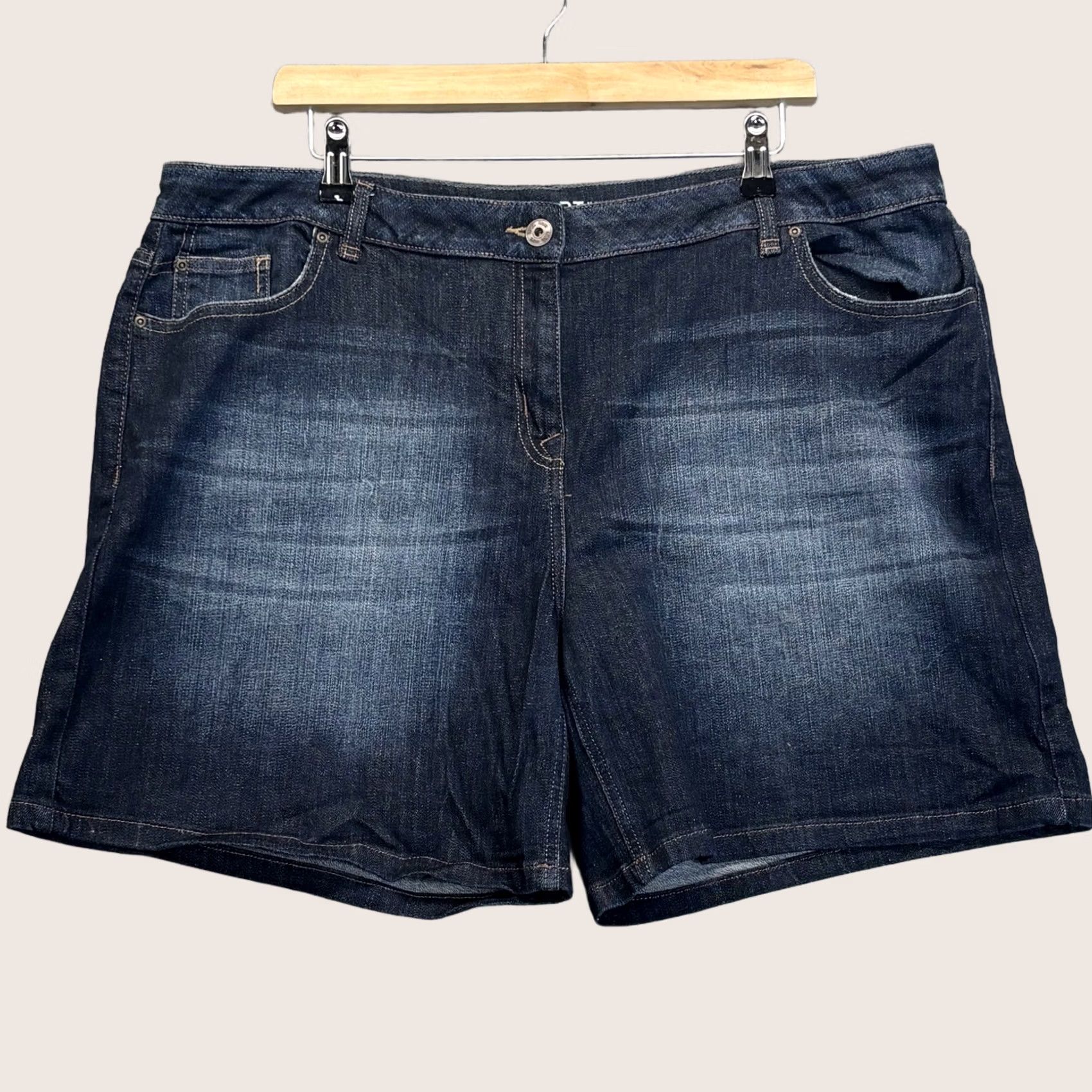 NEXT NEXT Boy Shorts Denim UK20 Blue Zip Fly Distressed Pockets Womens Size 42" / US 20 - 1 Thumbnail