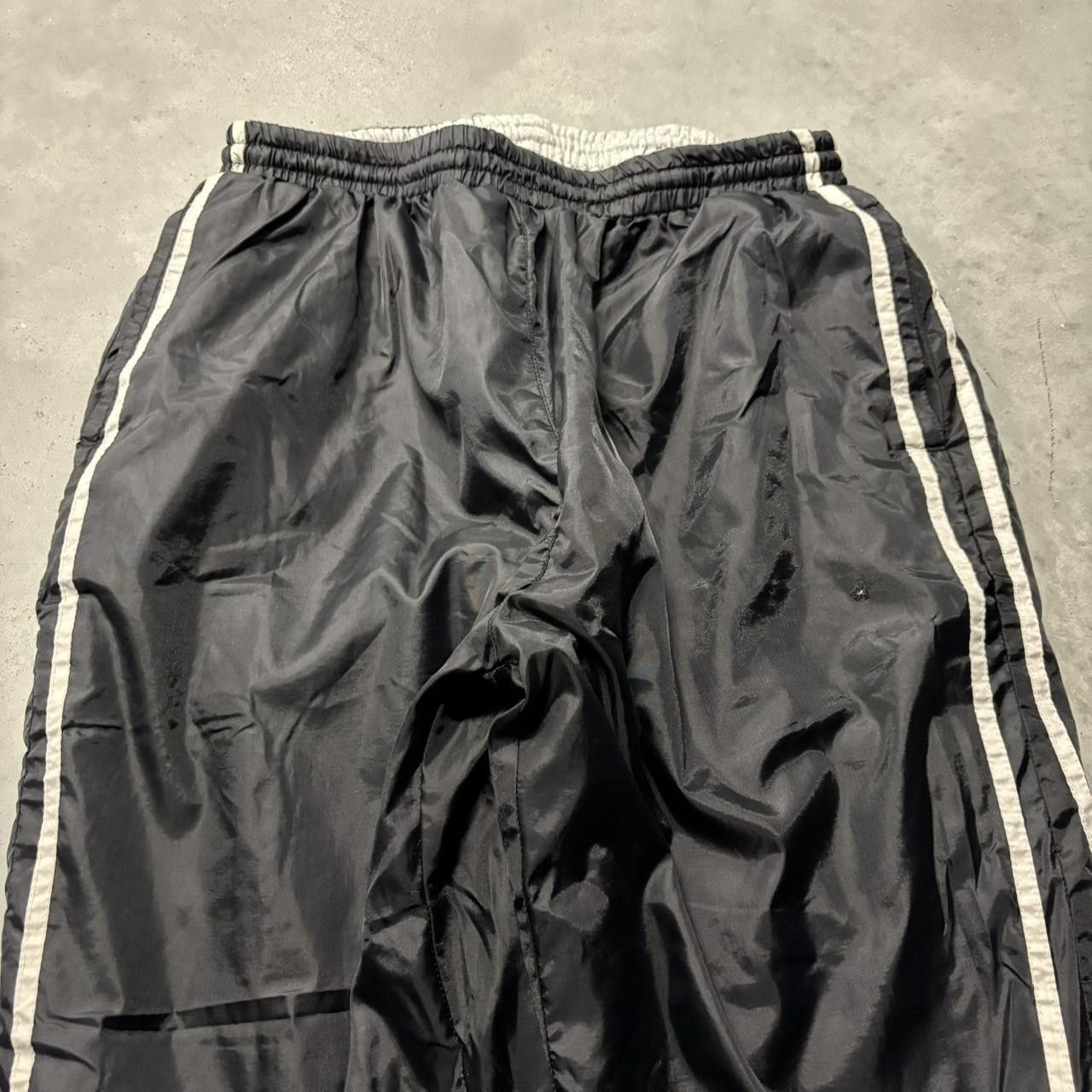 Japanese Brand × Vintage Crazy Vintage Y2K/2000s Black Nylon Striped Skater Reversible Track Pants! Size US 32 / EU 48 - 3 Thumbnail