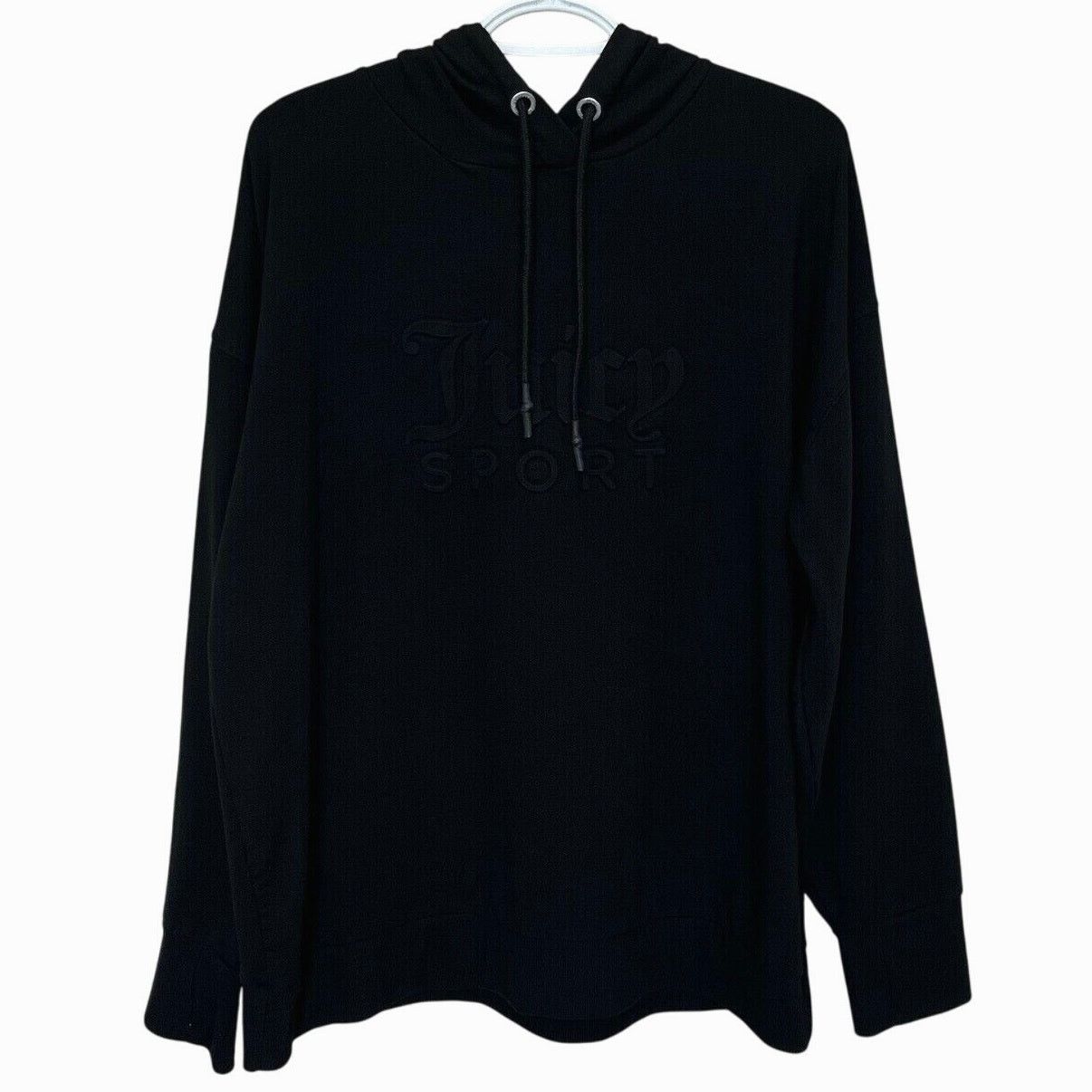 Juicy Couture Juicy Couture Sport | Black Embossed Logo Spellout Hoodie Size L / US 10 / IT 46 - 1 Thumbnail
