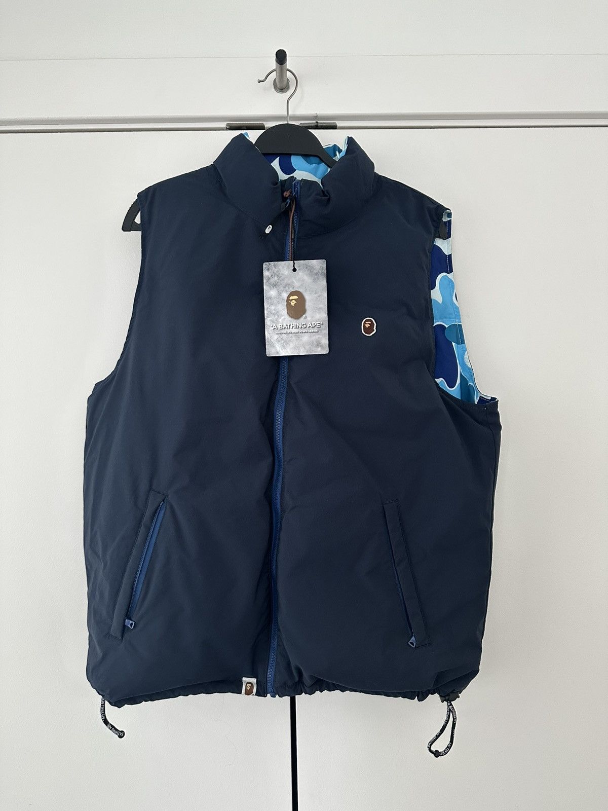 Blue/ Navy Bape abc camo reversiable down vest Size Large